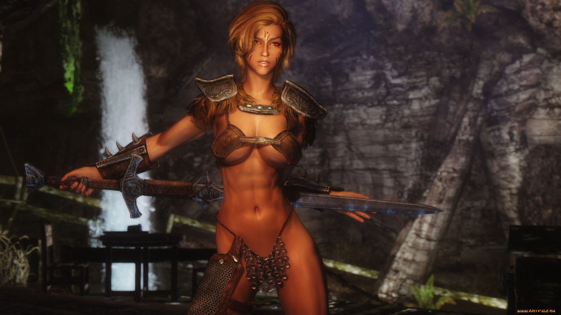 3д, графика, амазонки, , amazon, униформа, меч, взгляд, фон, девушка