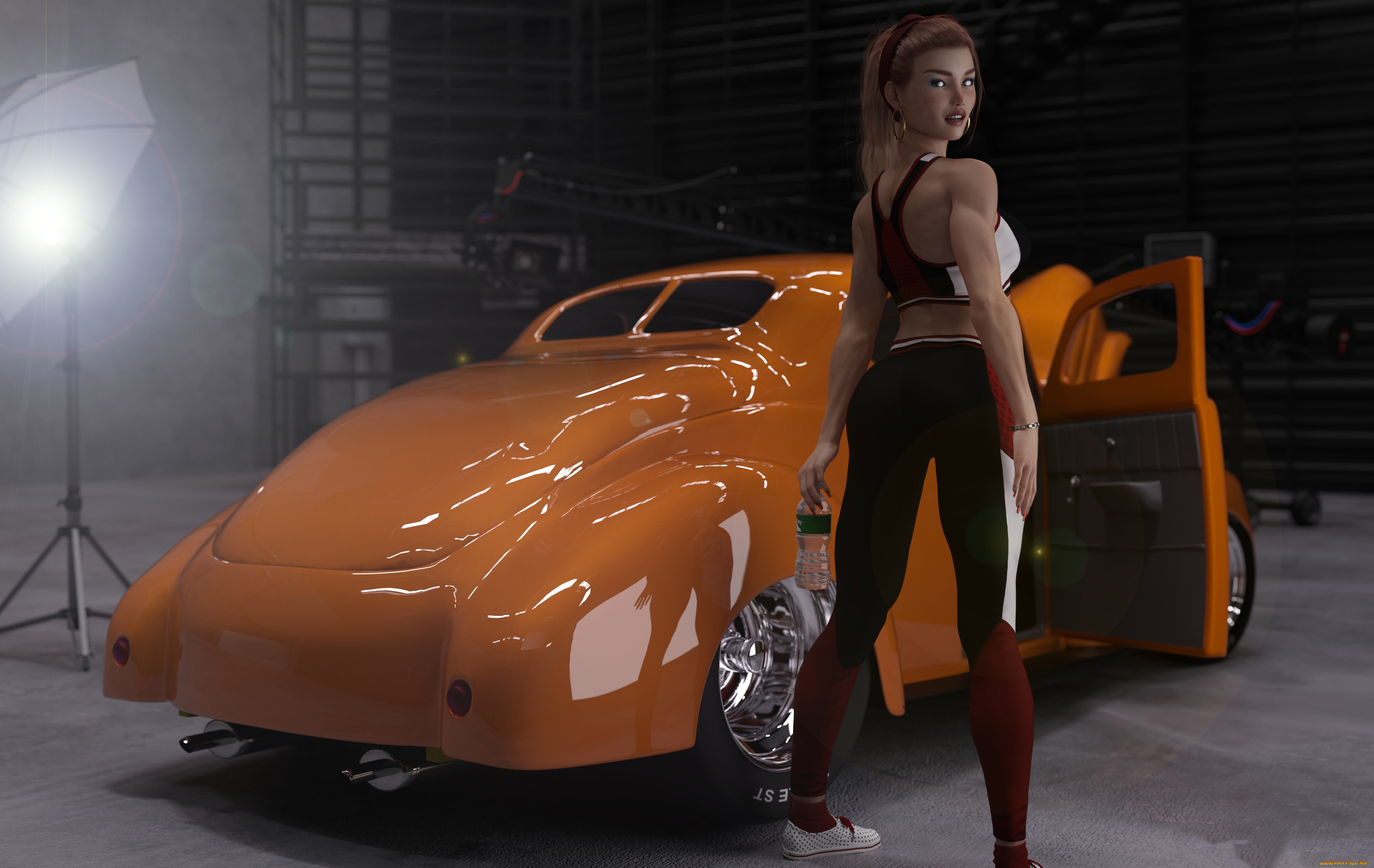 3д, графика, люди-авто, мото, , people-, car, , , moto, автомобиль, взгляд, фон, девушка