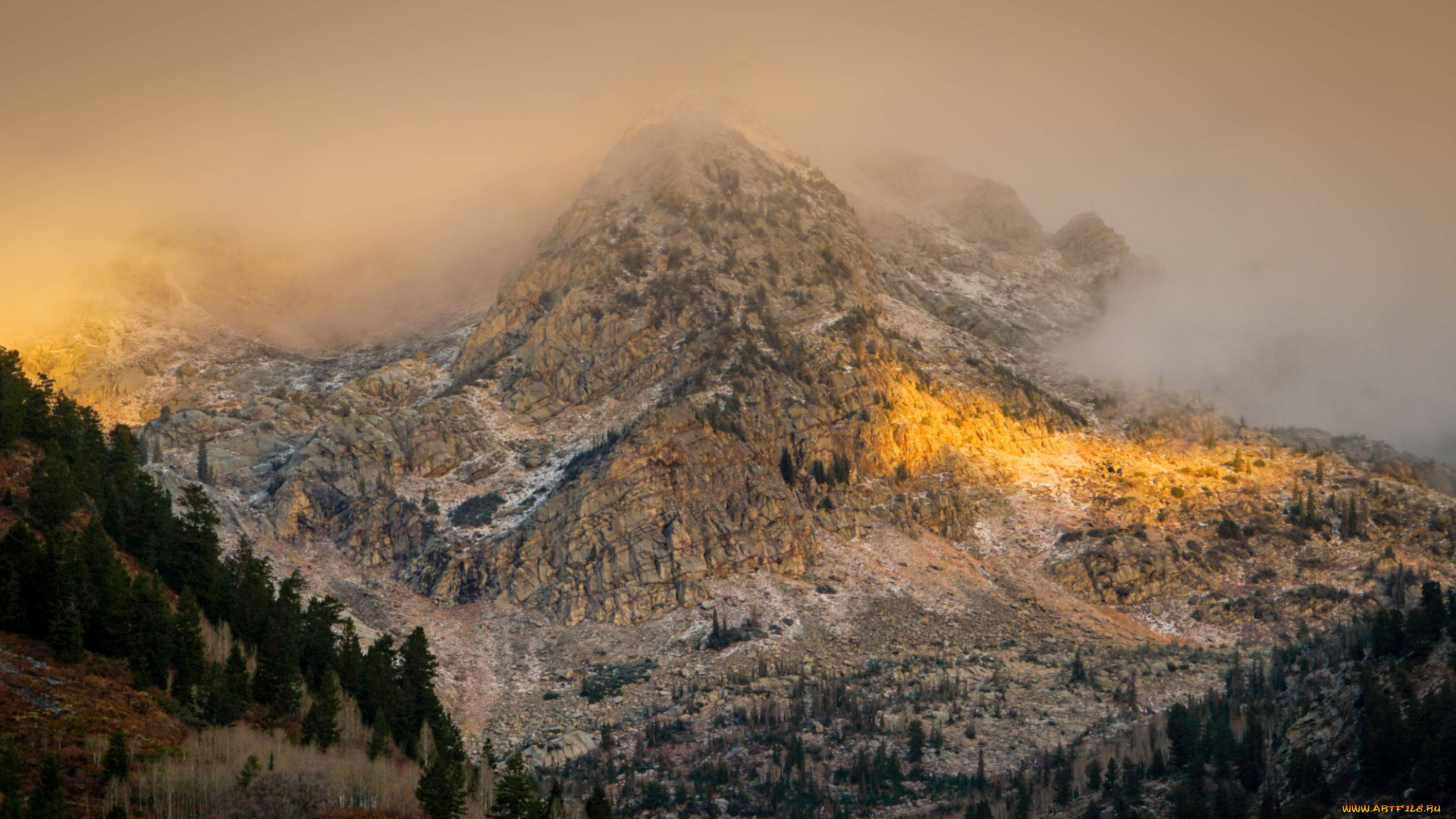 природа, горы, гора, штат, юта, деревья, склон