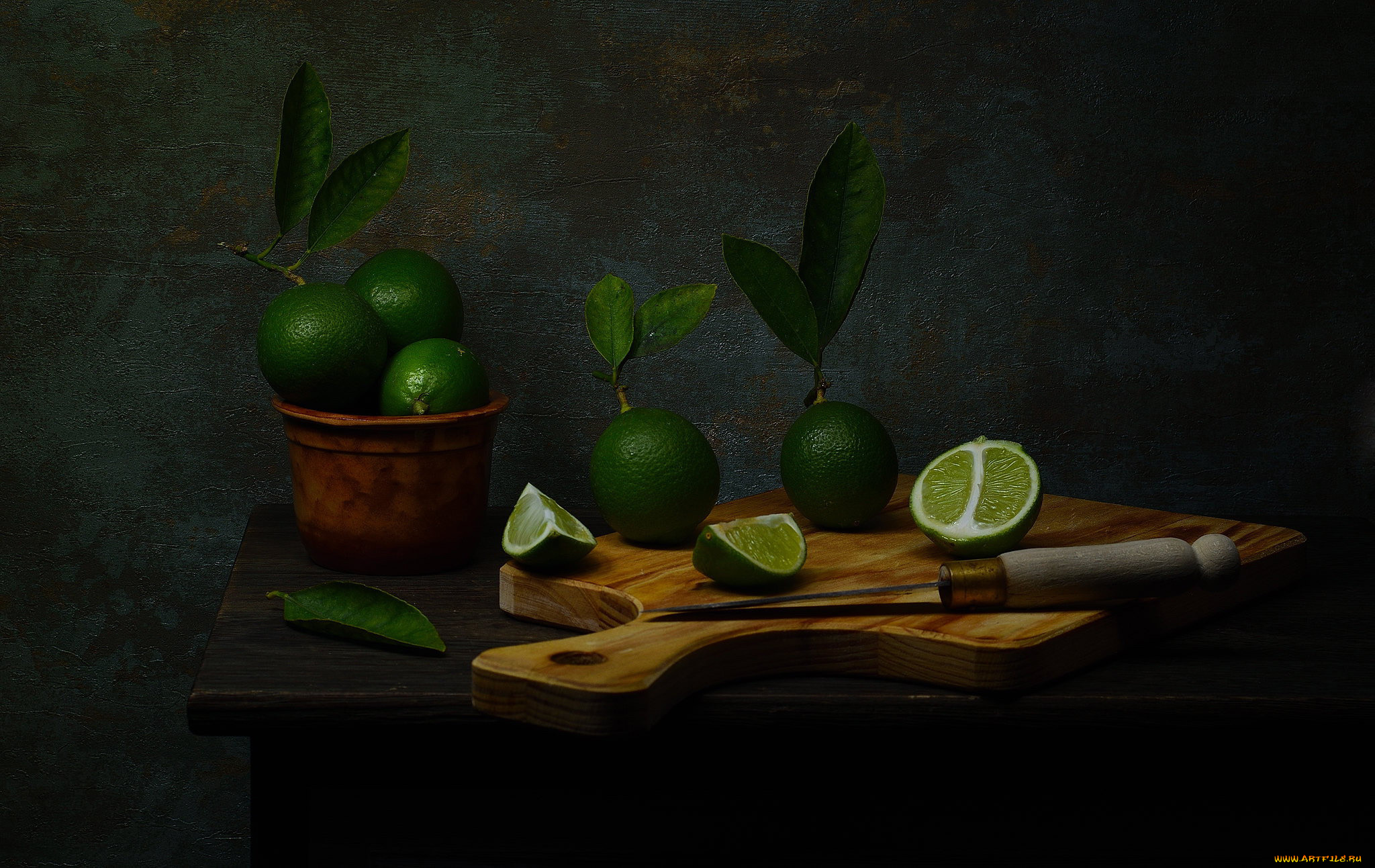 еда, цитрусы, лаймы, нож
