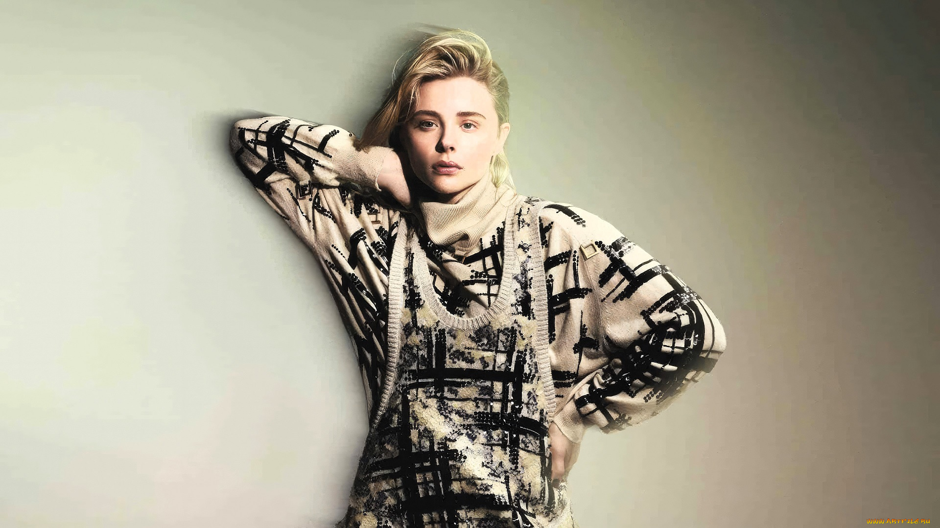 девушки, chloe, grace, moretz, актриса, блондинка, свитер