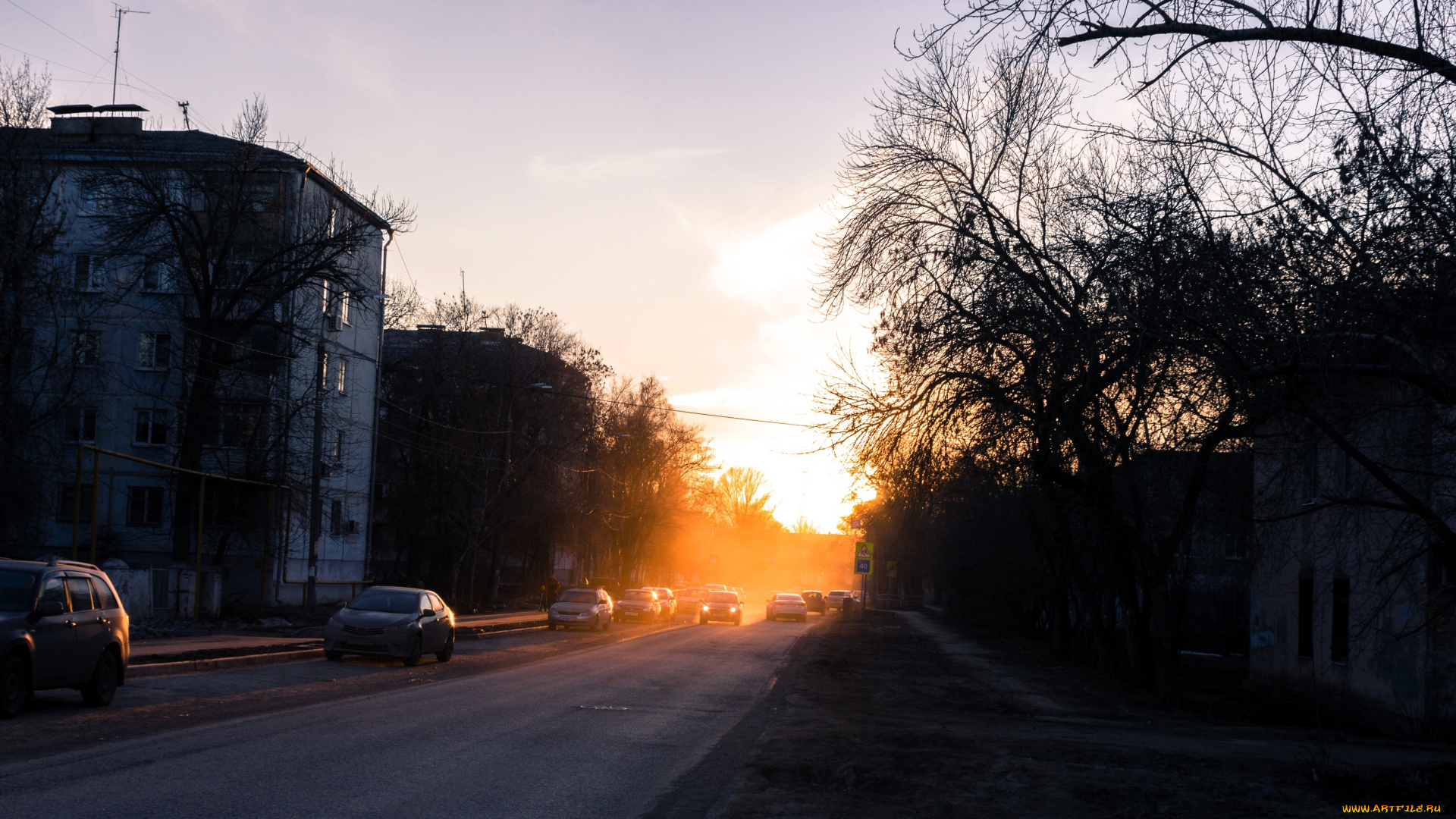 самара, города, -, улицы, , площади, , набережные, дома, улица, транспорт, дорога, закат