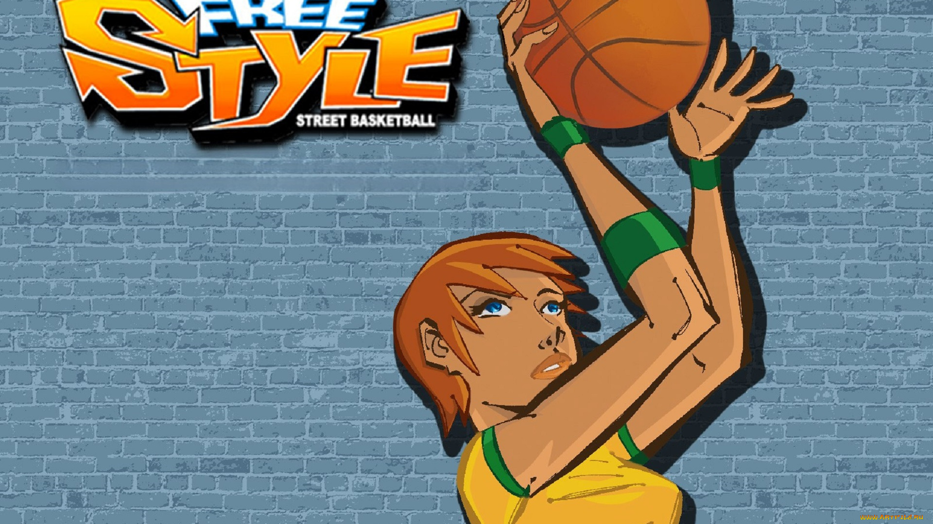 видео, игры, freestyle, street, basketball, девушка, спортсменка, мяч, баскетбол, стена