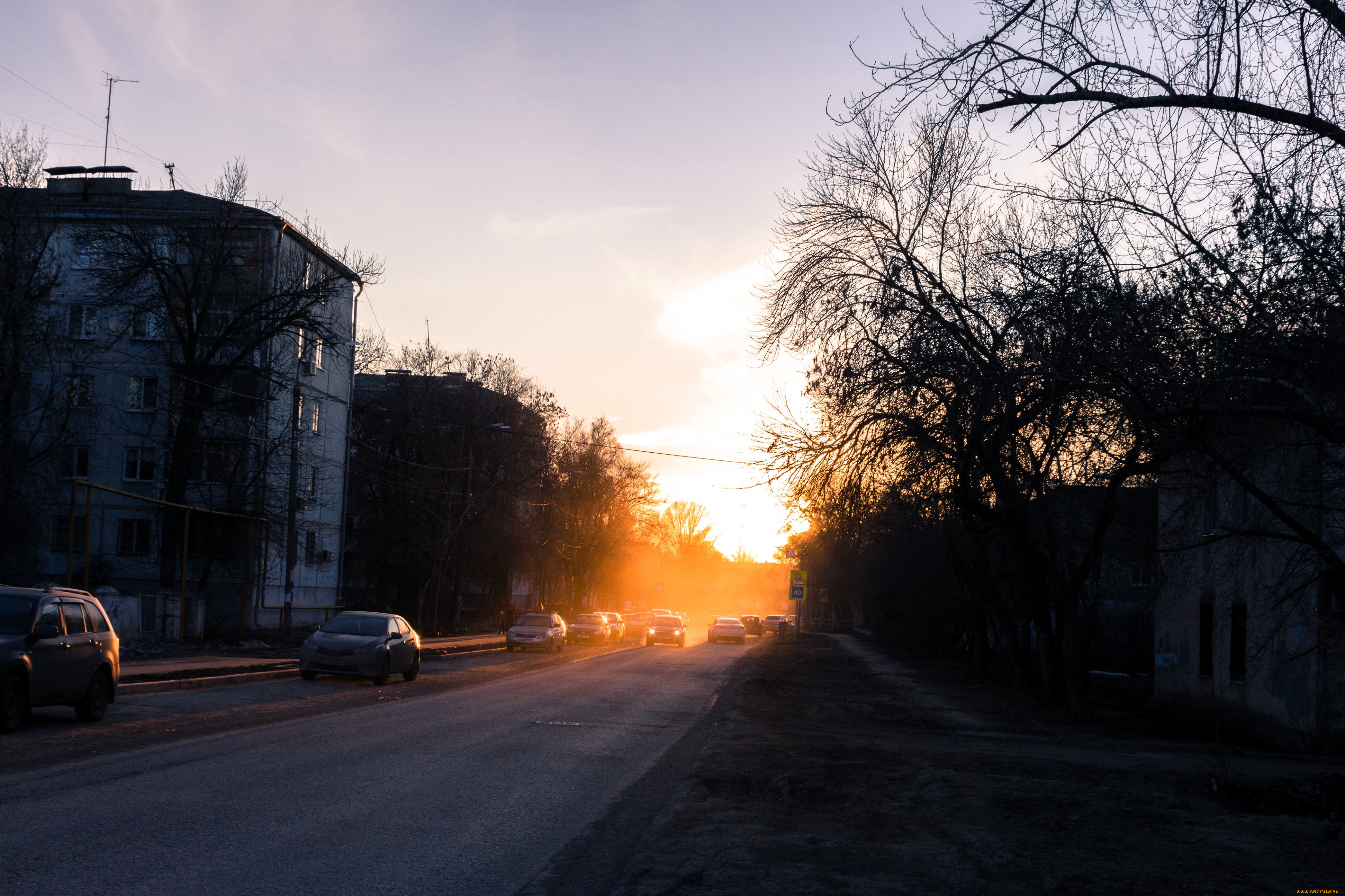 самара, города, -, улицы, , площади, , набережные, дома, улица, транспорт, дорога, закат
