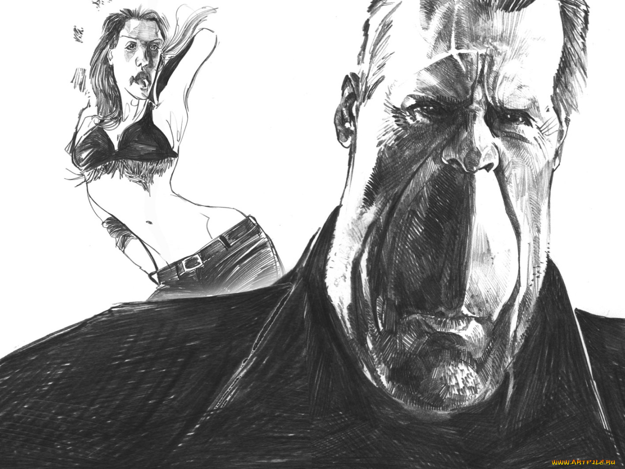 bruce, willis, jessica, alba, рисованные, люди