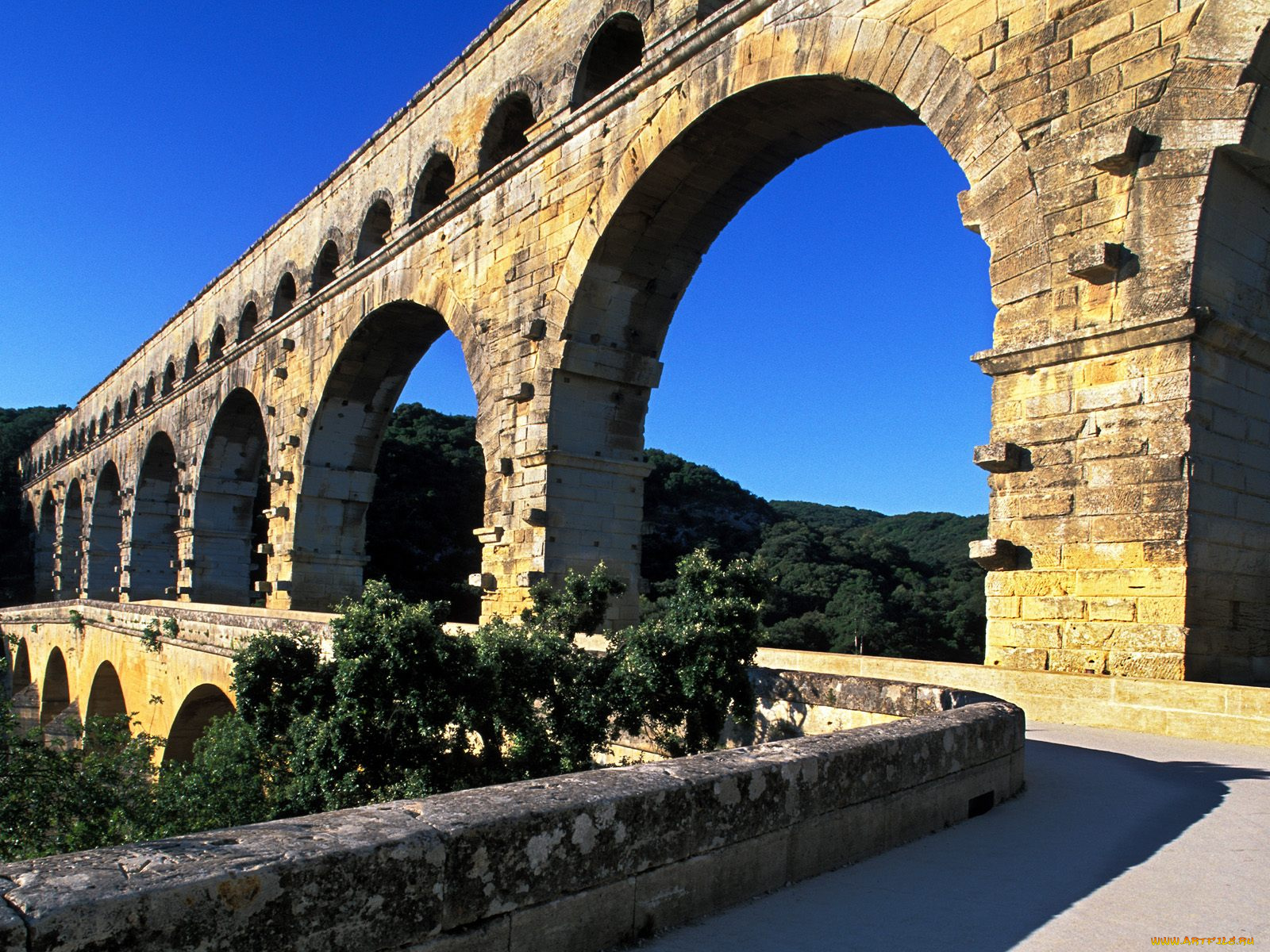 historic, pont, du, gard, river, france, города