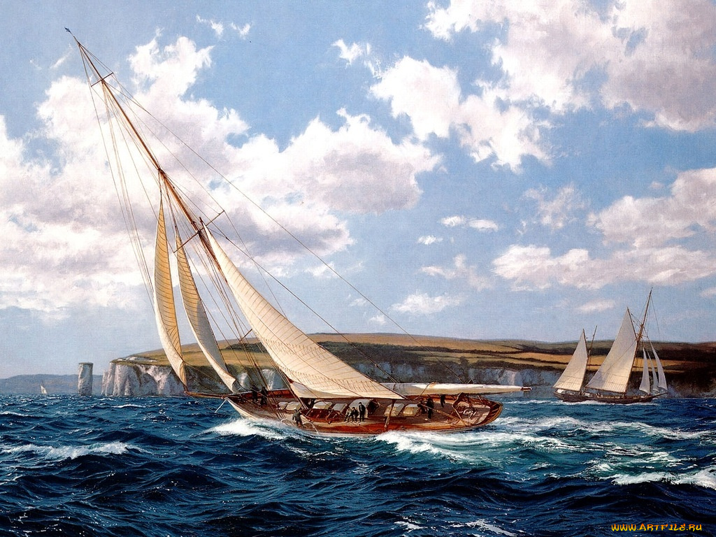 корабли, рисованные