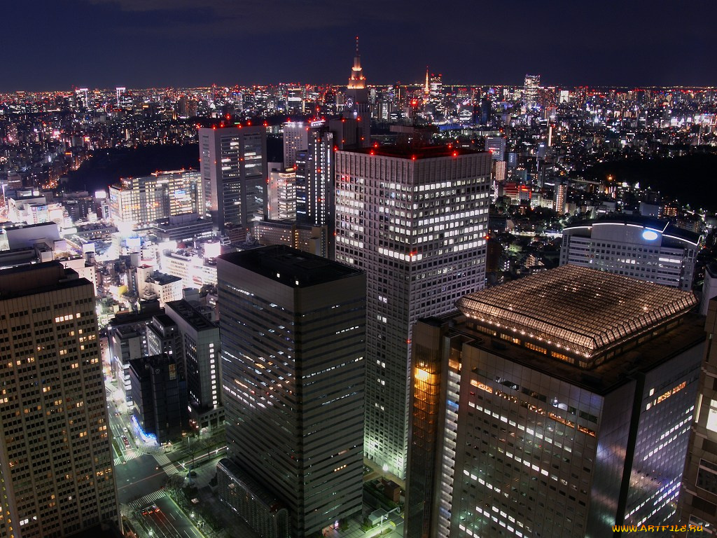 города, огни, ночного