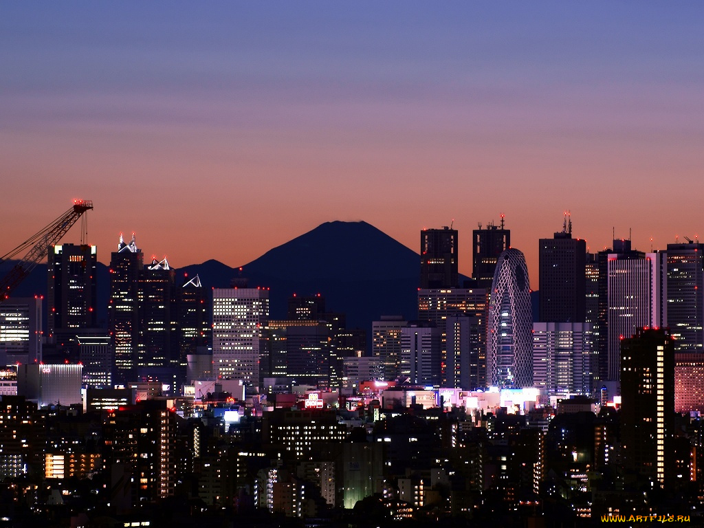 города, огни, ночного