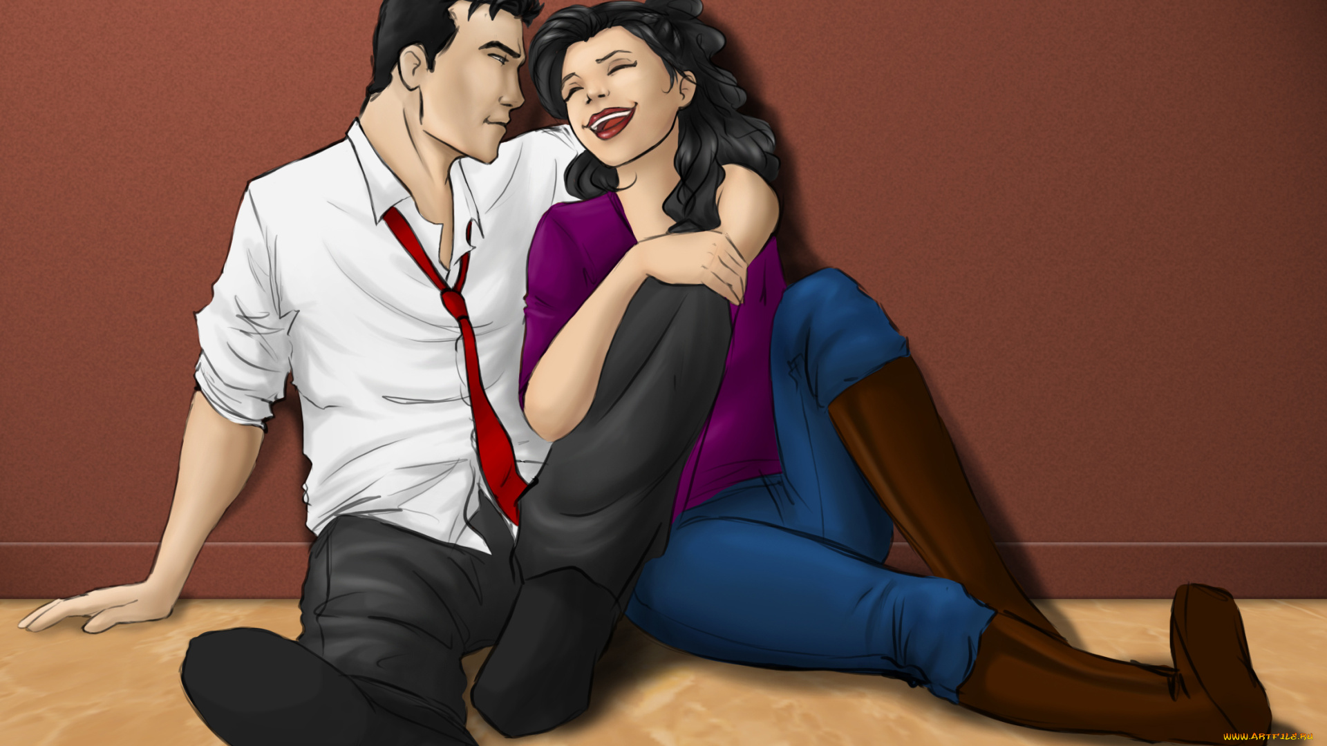 рисованные, люди, объятия, женщина, мужчина