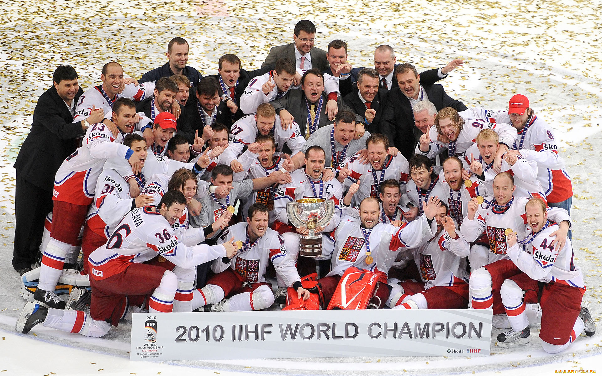 спорт, хоккей, радость, медали, команда, кубок
