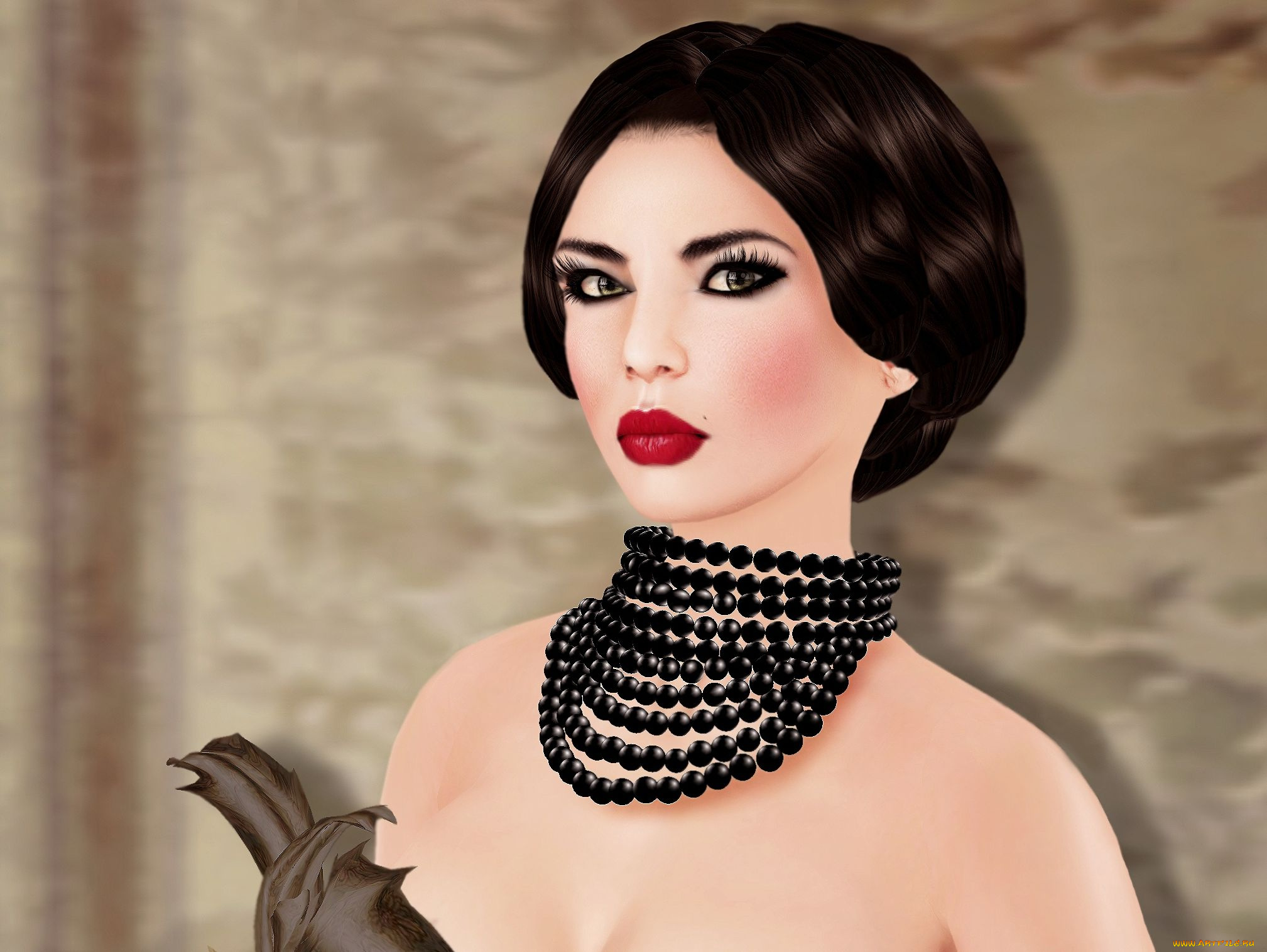 3д, графика, people, люди, бусы