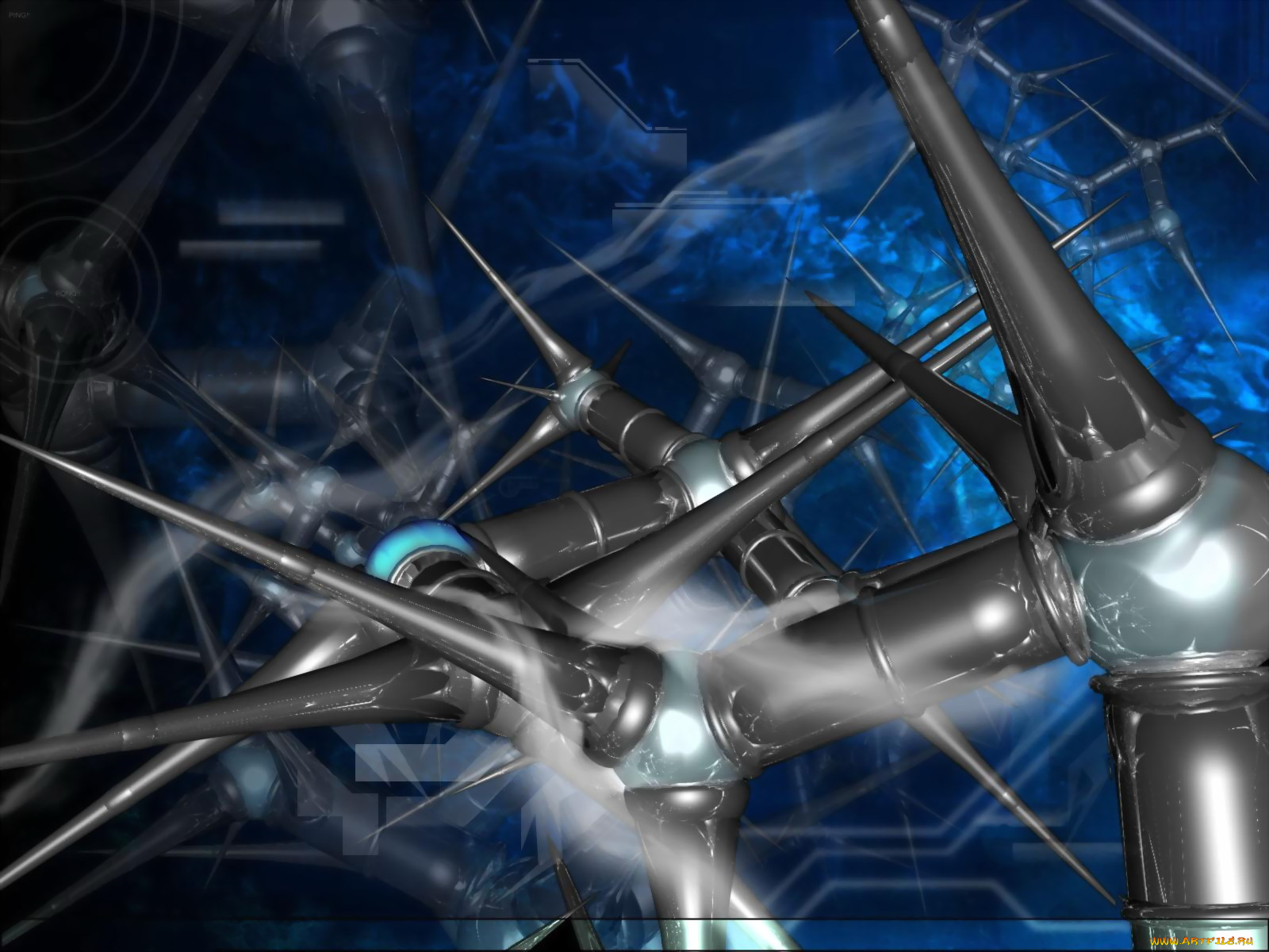 3д, графика, modeling, моделирование, острые, отростки, абстракция