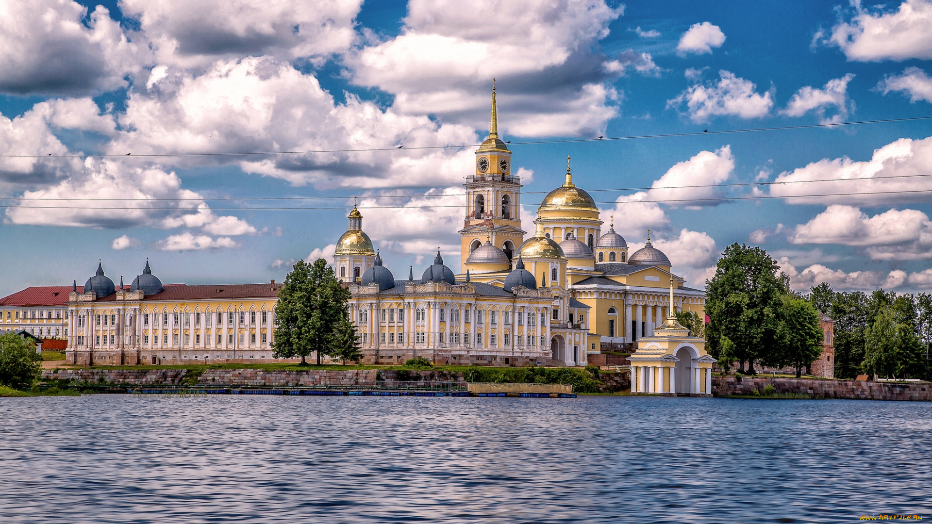 города, -, здания, , дома, вода, остров, cтолобный, мужской, монастырь, тверская, область, озеро, селигер, нило-столобенская, пустынь