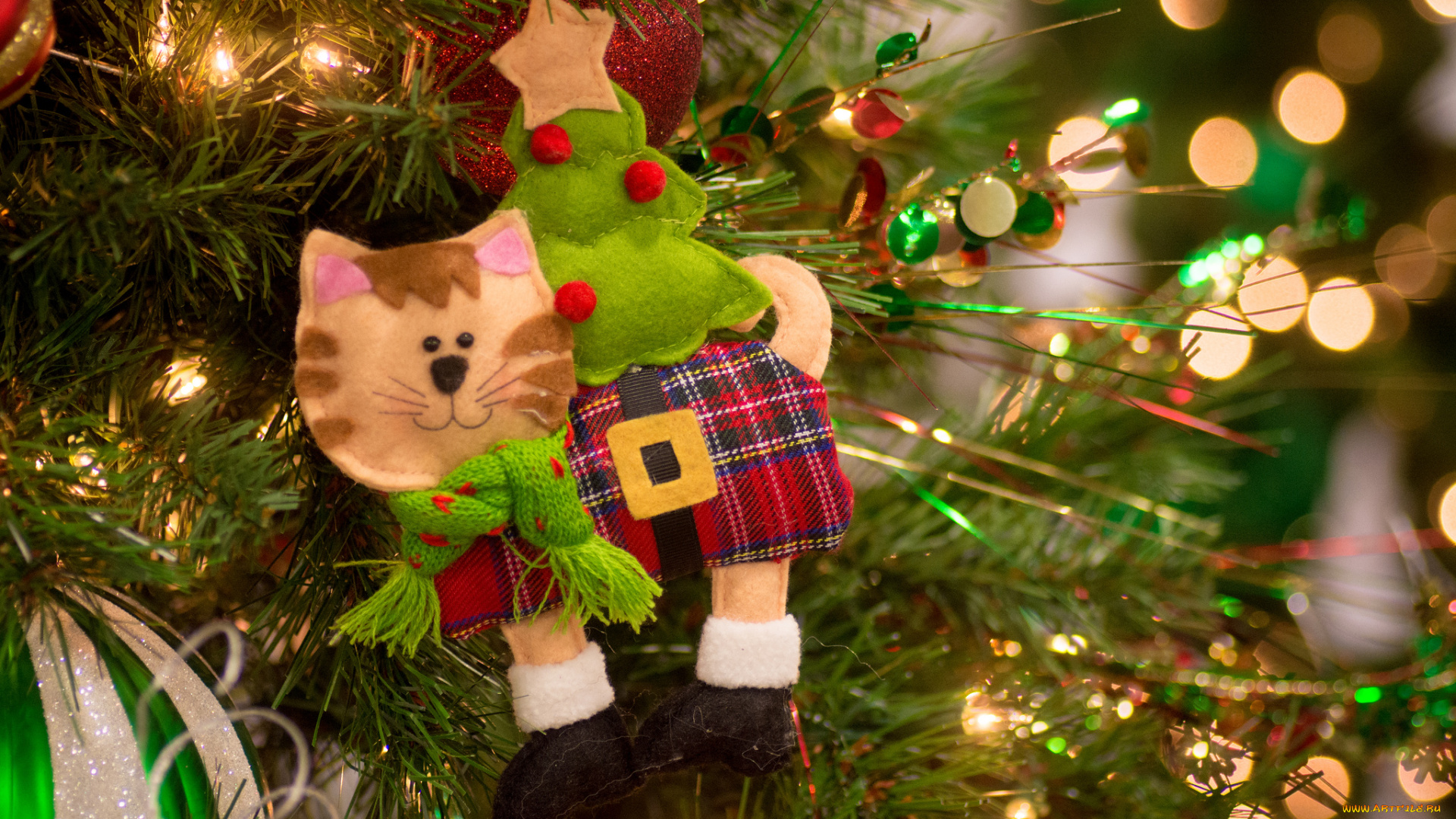 праздничные, украшения, кот
