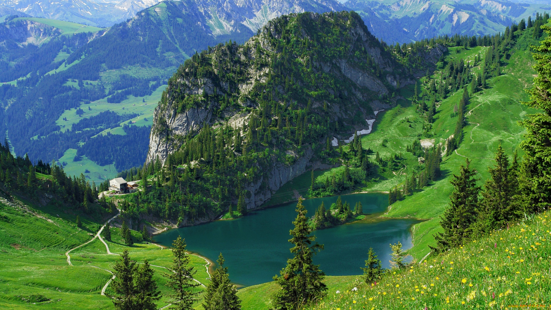 природа, реки, озера, луга, горы, озеро