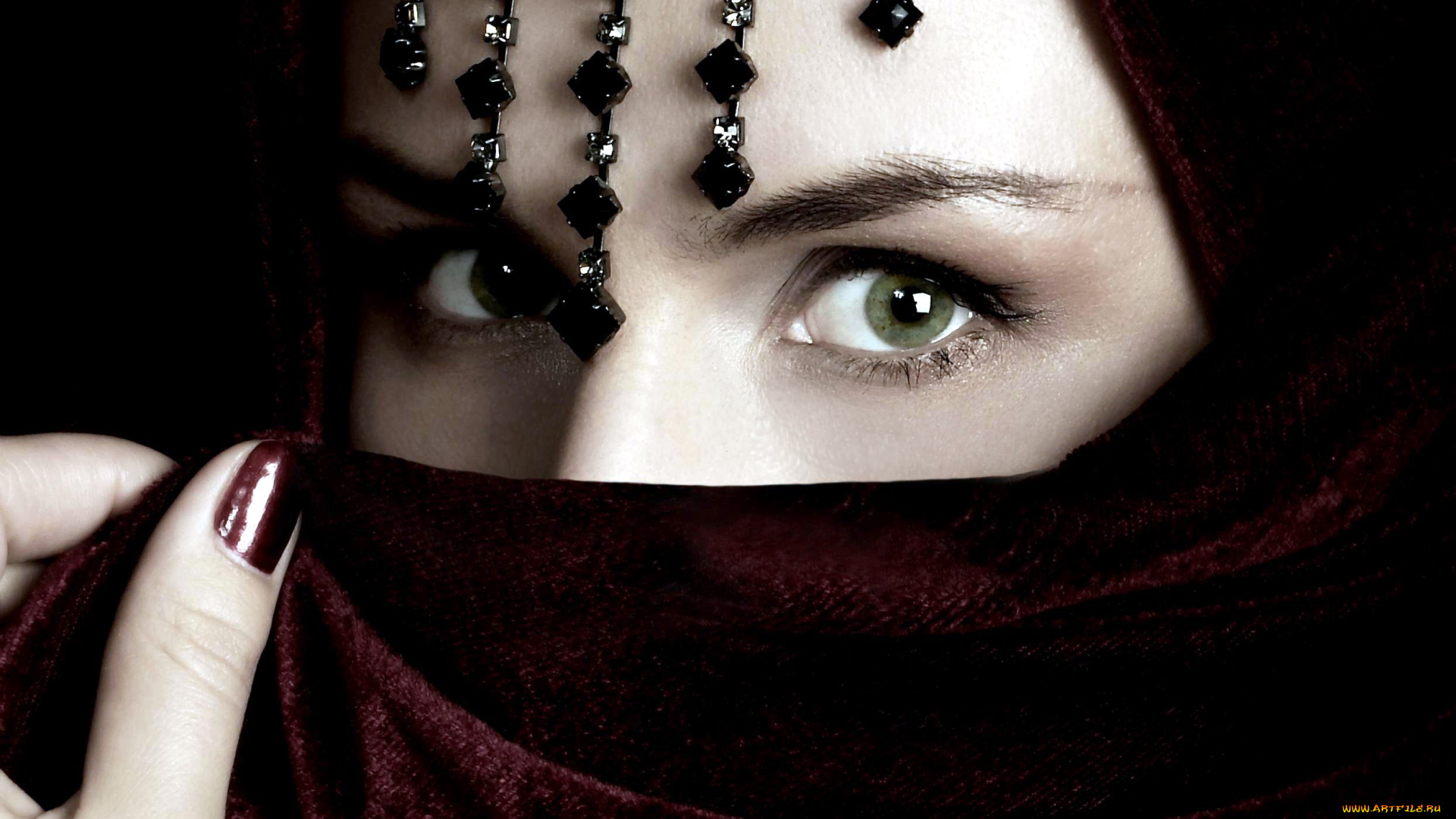 разное, глаза, чадра, маникюр, украшение