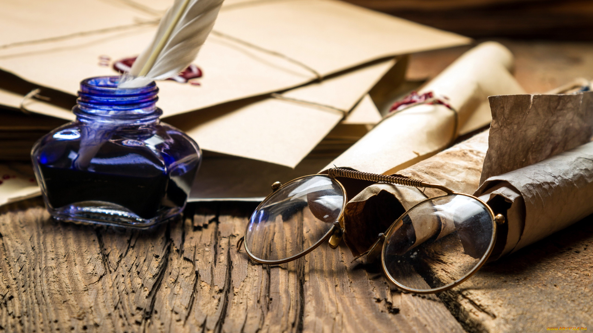 разное, канцелярия, , книги, свитки, очки, конверты, чернильница, перо