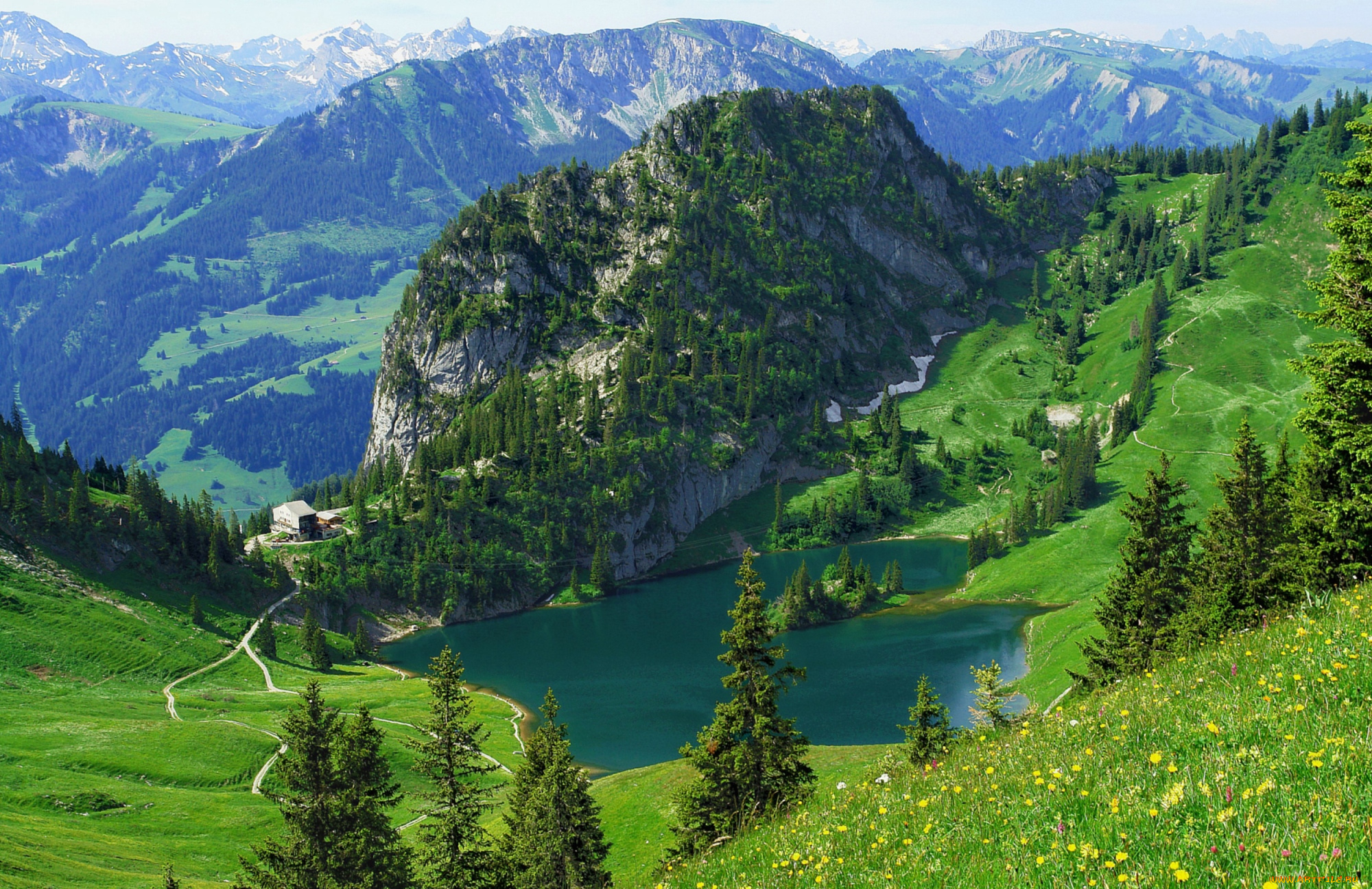 природа, реки, озера, луга, горы, озеро