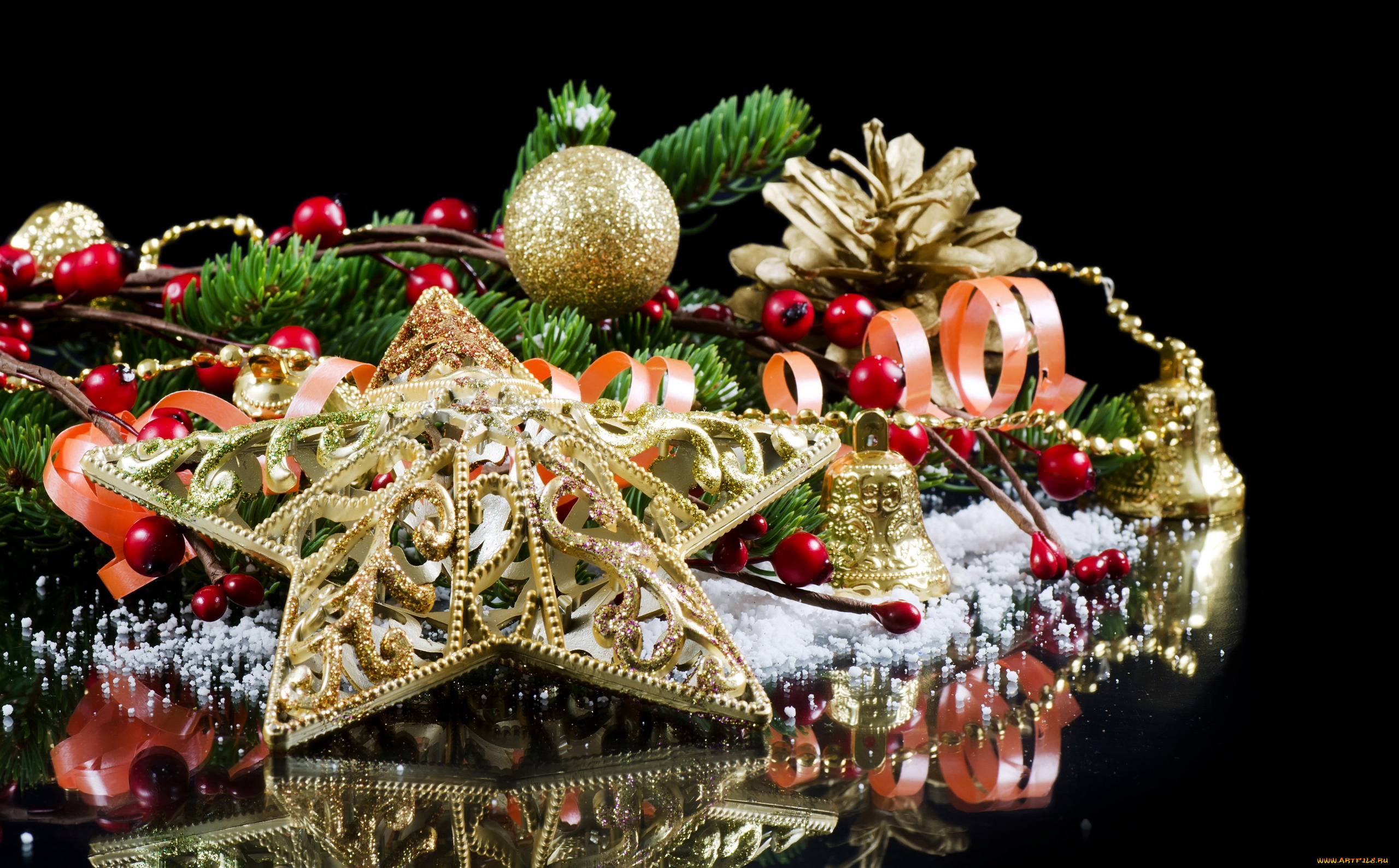 праздничные, украшения, шишка, серпантин, звездочка