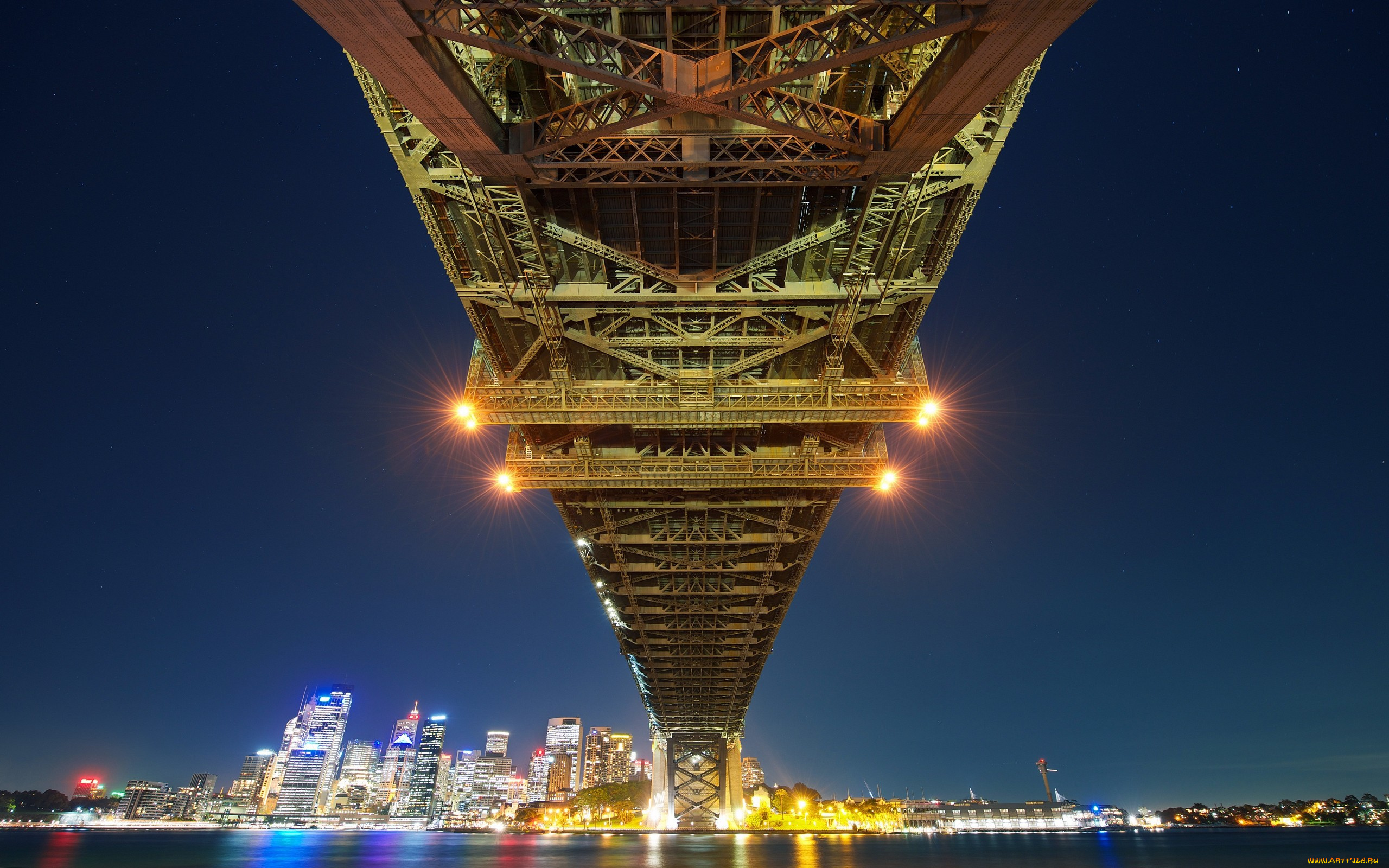 города, -, мосты, город, мост, здания, огни, sydney, bay, bridge