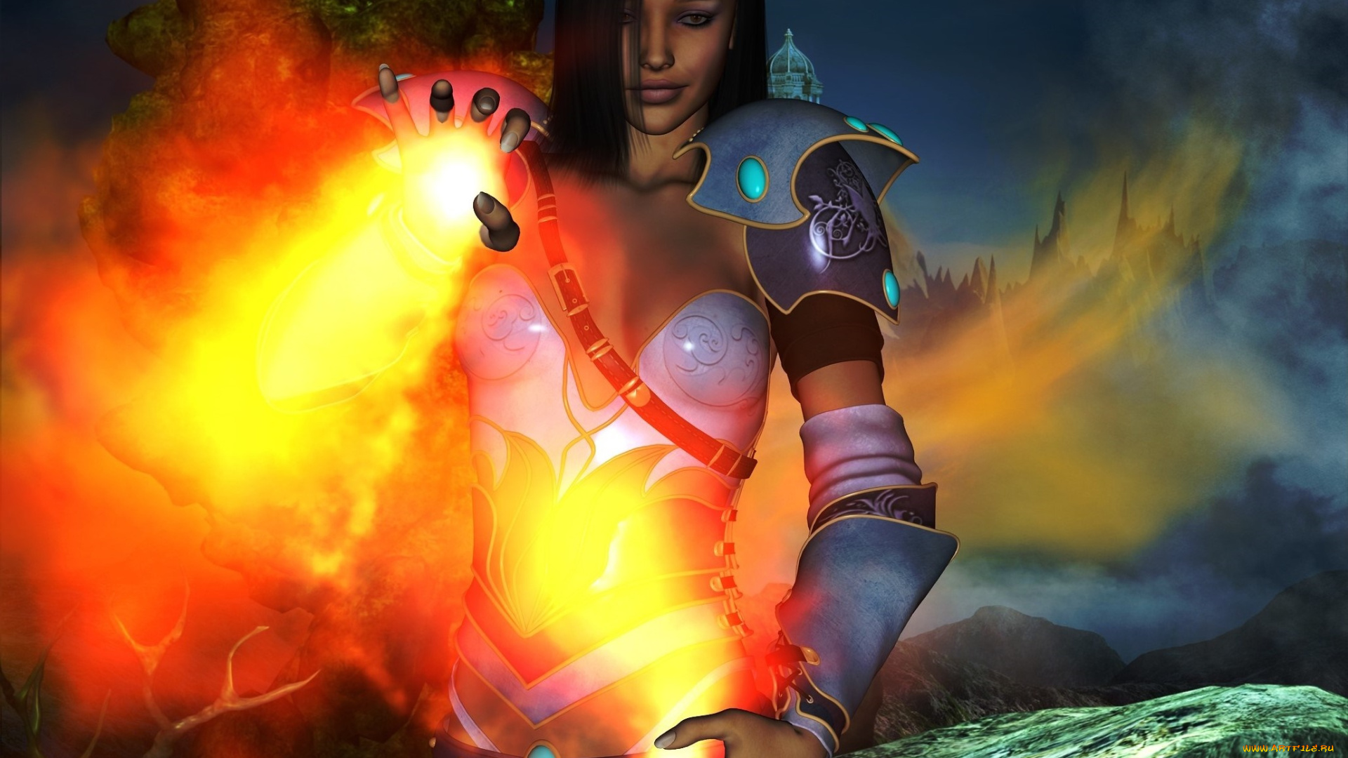 3д, графика, фантазия, , fantasy, фон, взгляд, девушка, магия