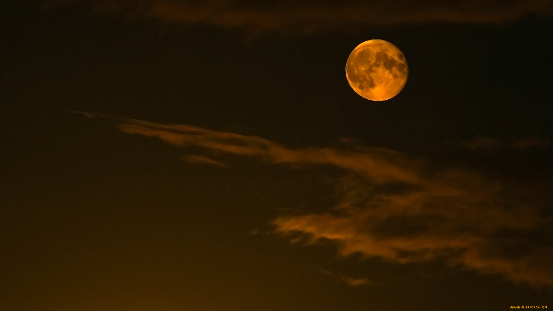космос, луна, полнолуние, ночь, облака, небо