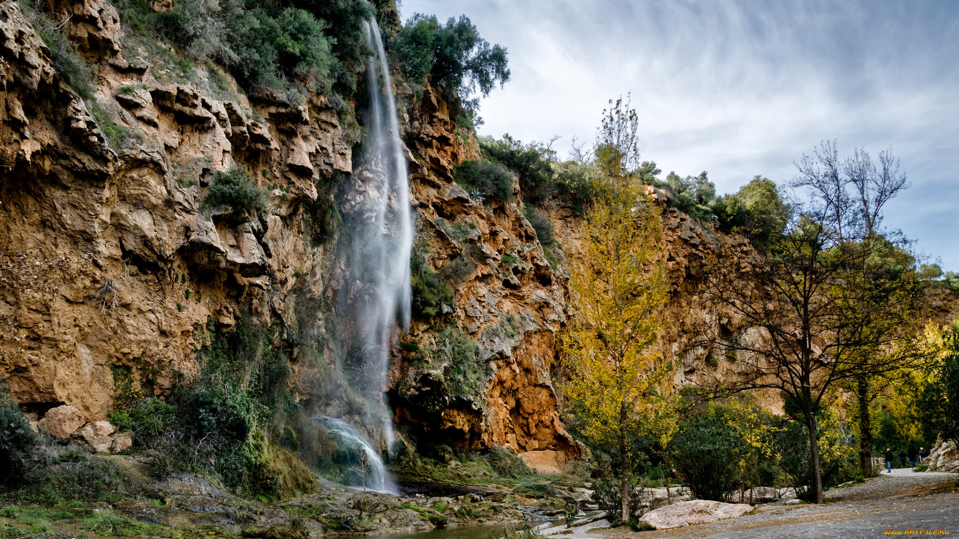 природа, водопады, обрыв, водопад