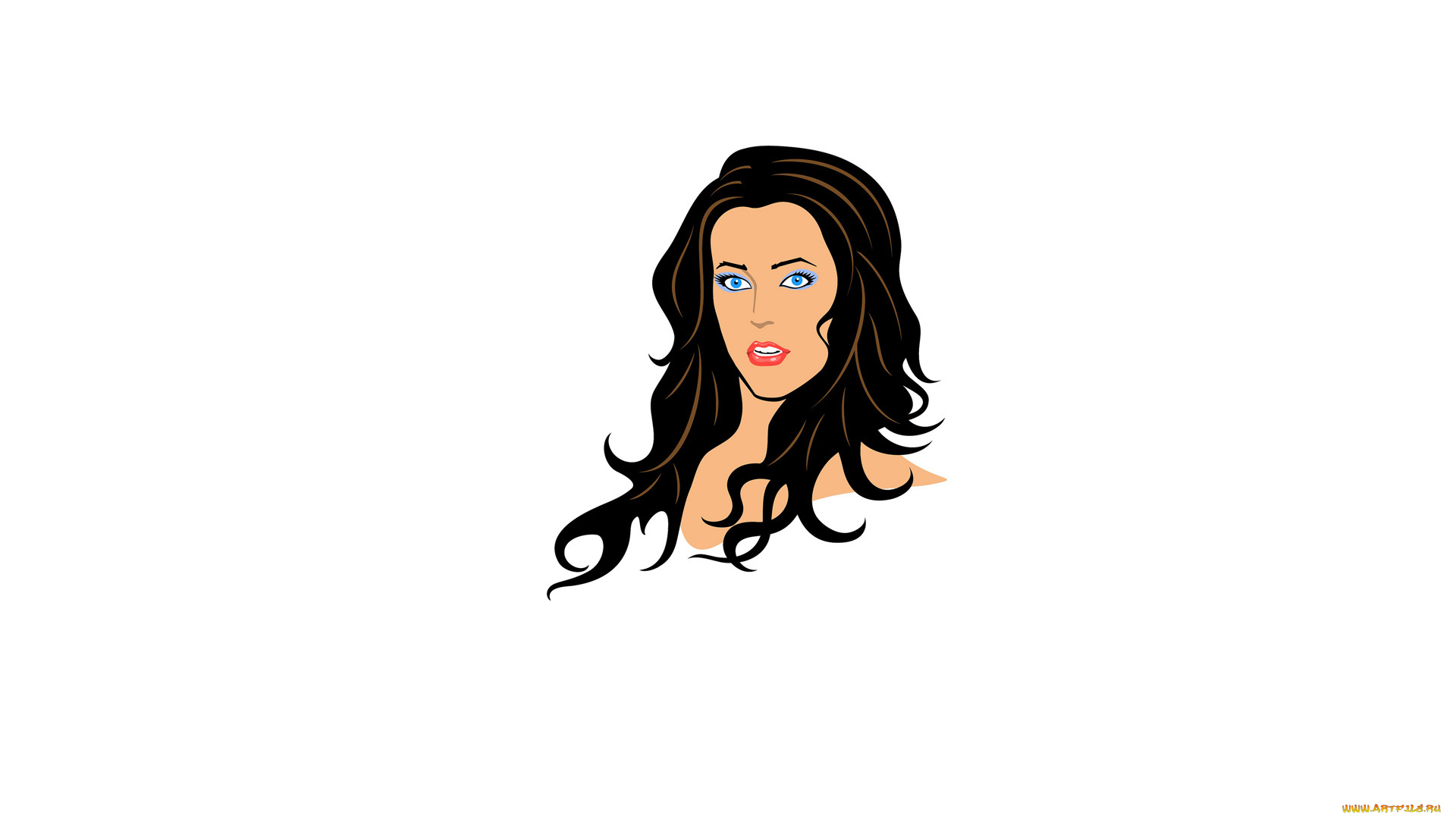 рисованное, люди, лицо, девушка, волосы