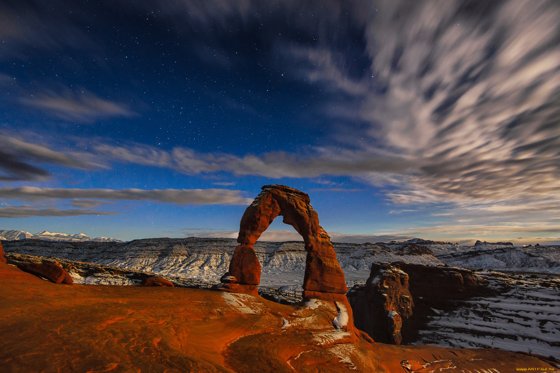 природа, горы, арка, юта, скалы, сша, небо, звезды, национальный, парк, арки