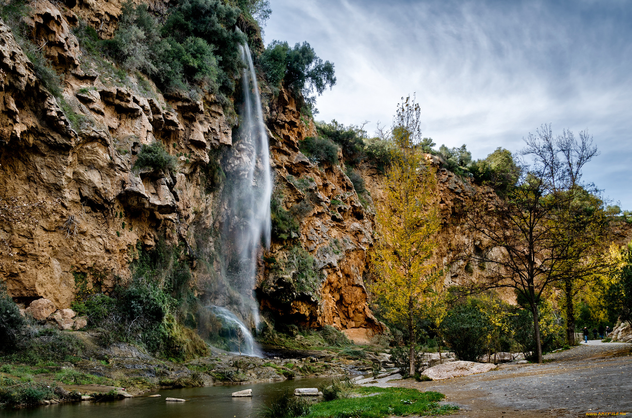 природа, водопады, обрыв, водопад