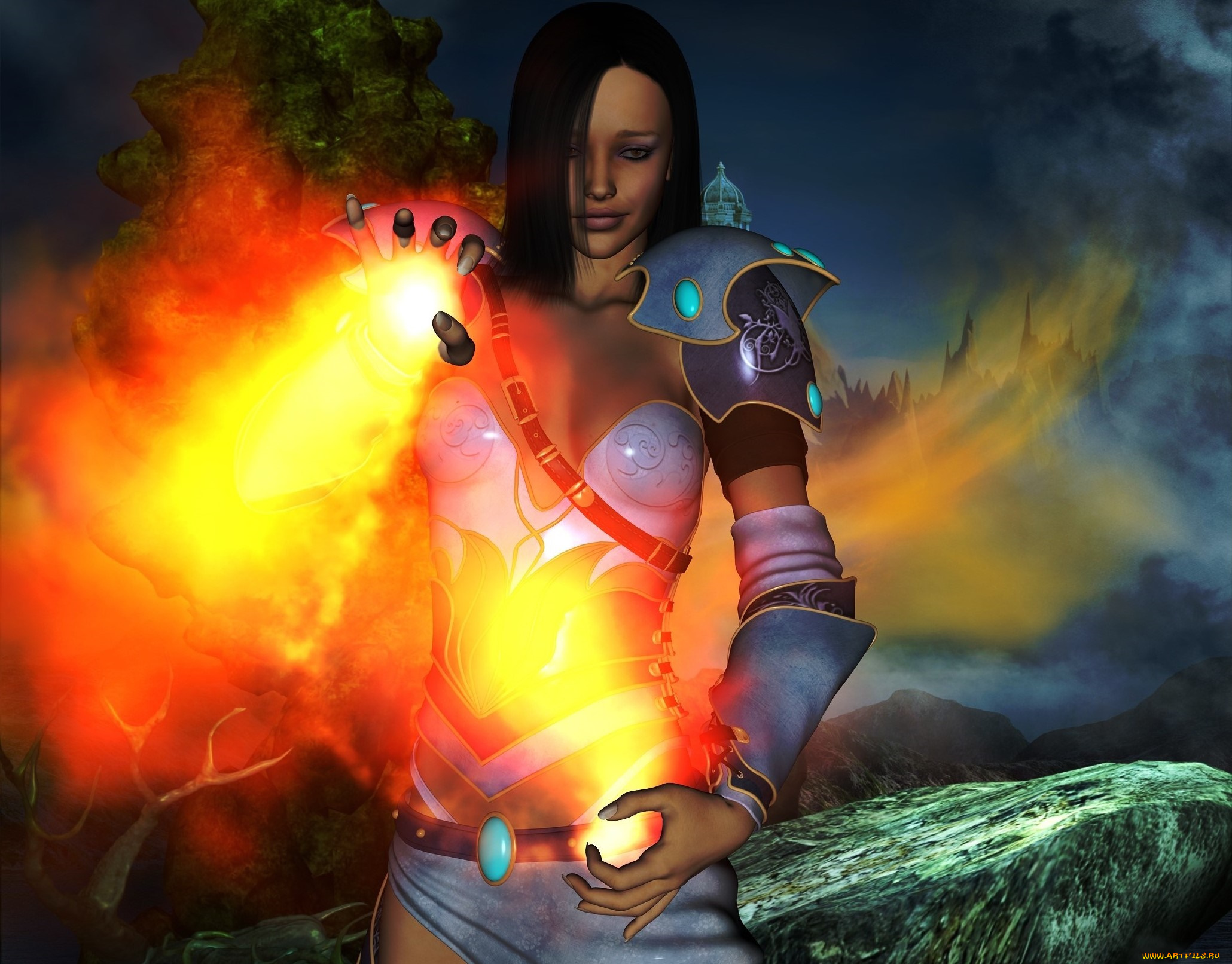 3д, графика, фантазия, , fantasy, фон, взгляд, девушка, магия