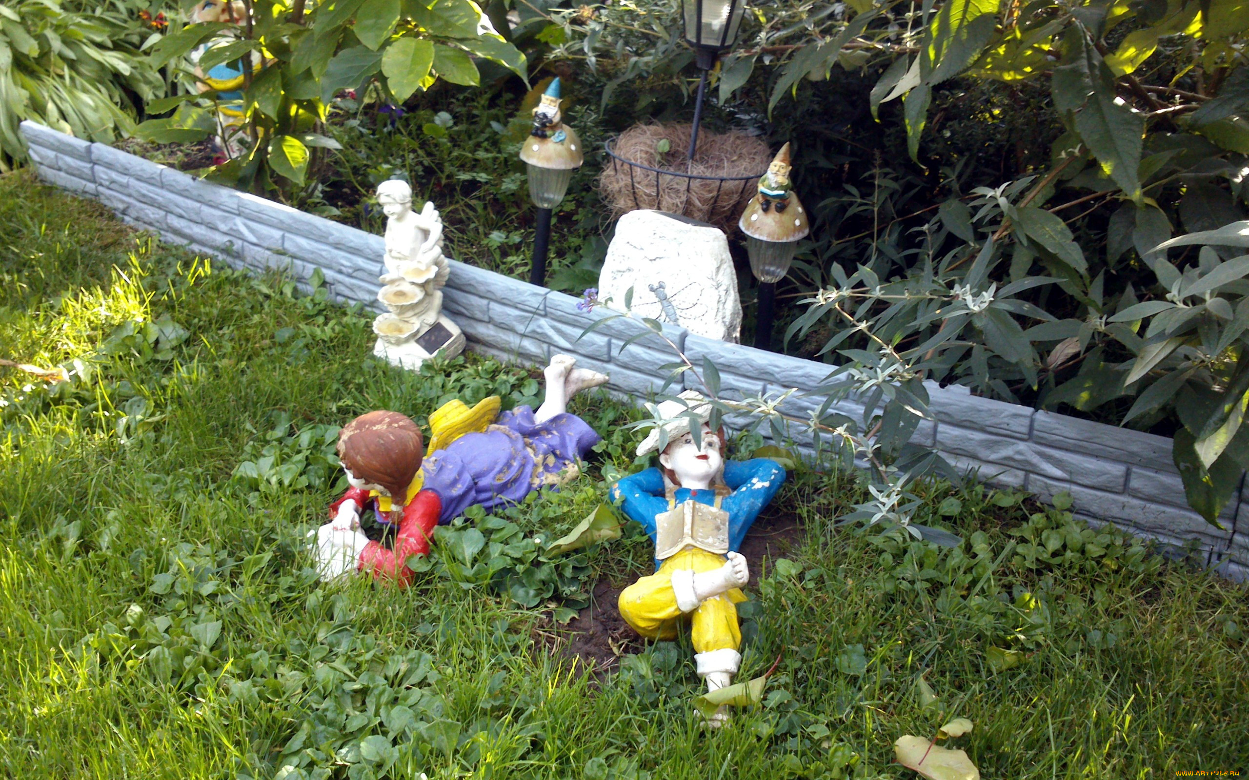 разное, садовые, и, парковые, скульптуры, трава, фигурки, кусты