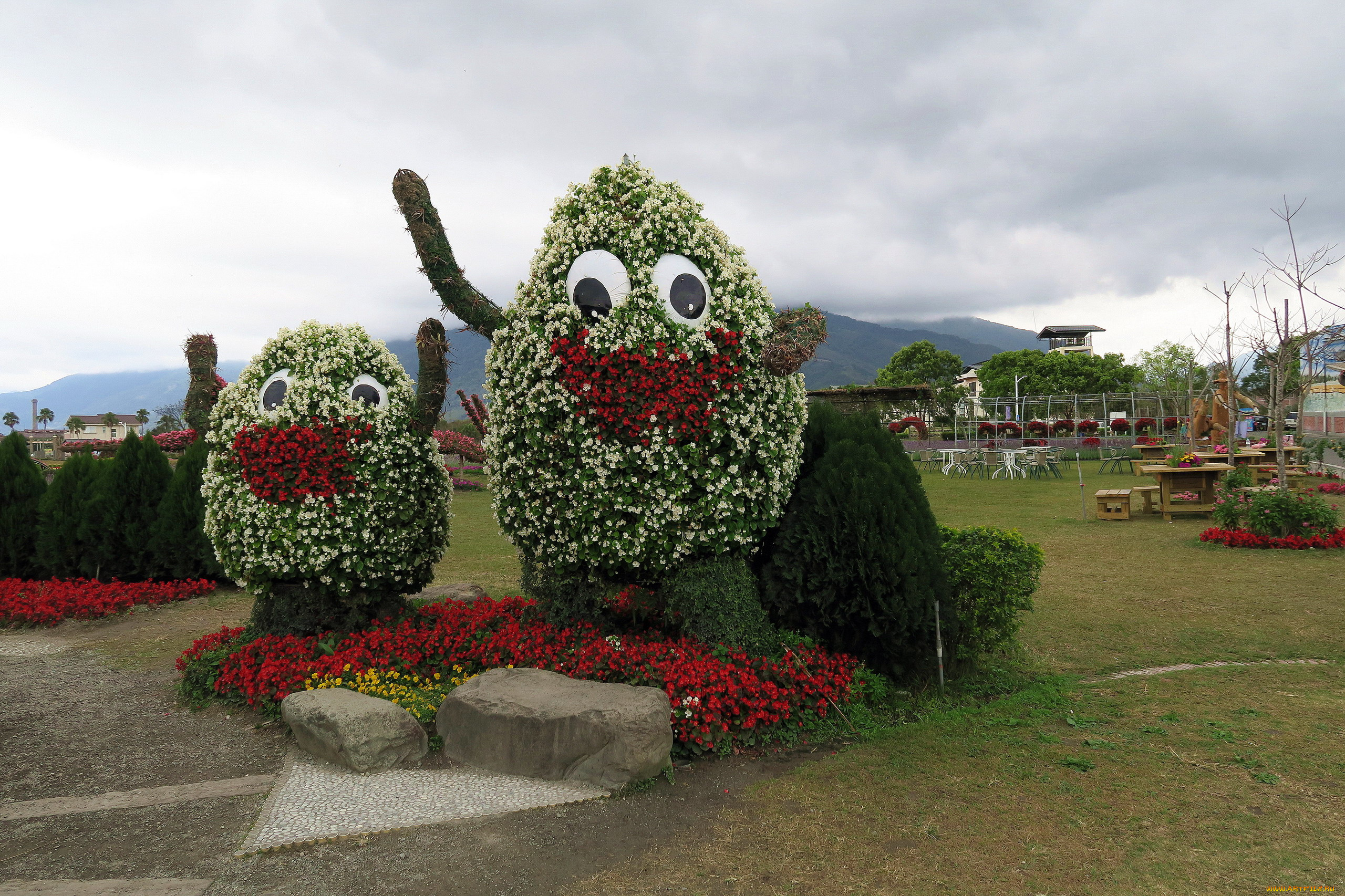 разное, садовые, и, парковые, скульптуры, цветочная, композиция