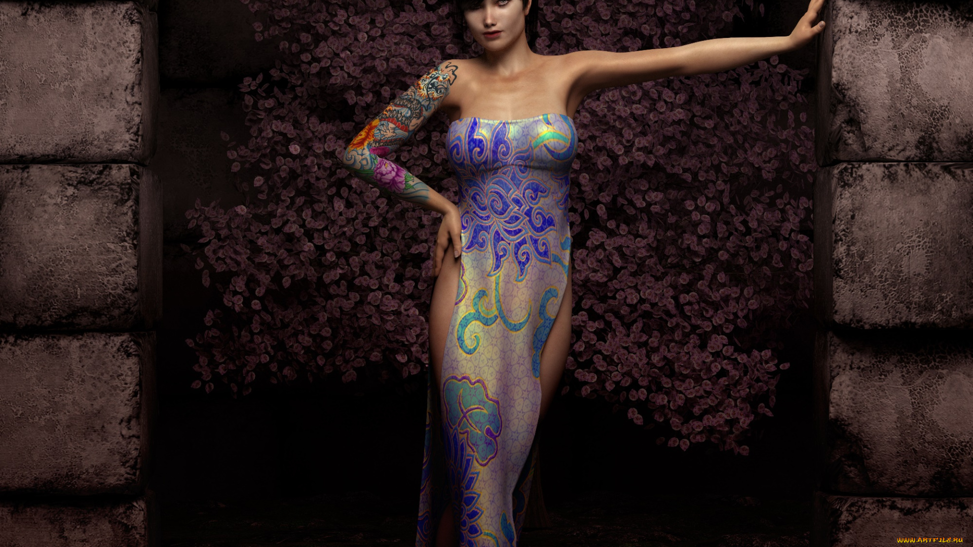 3д, графика, люди, , people, девушка, взгляд, фон