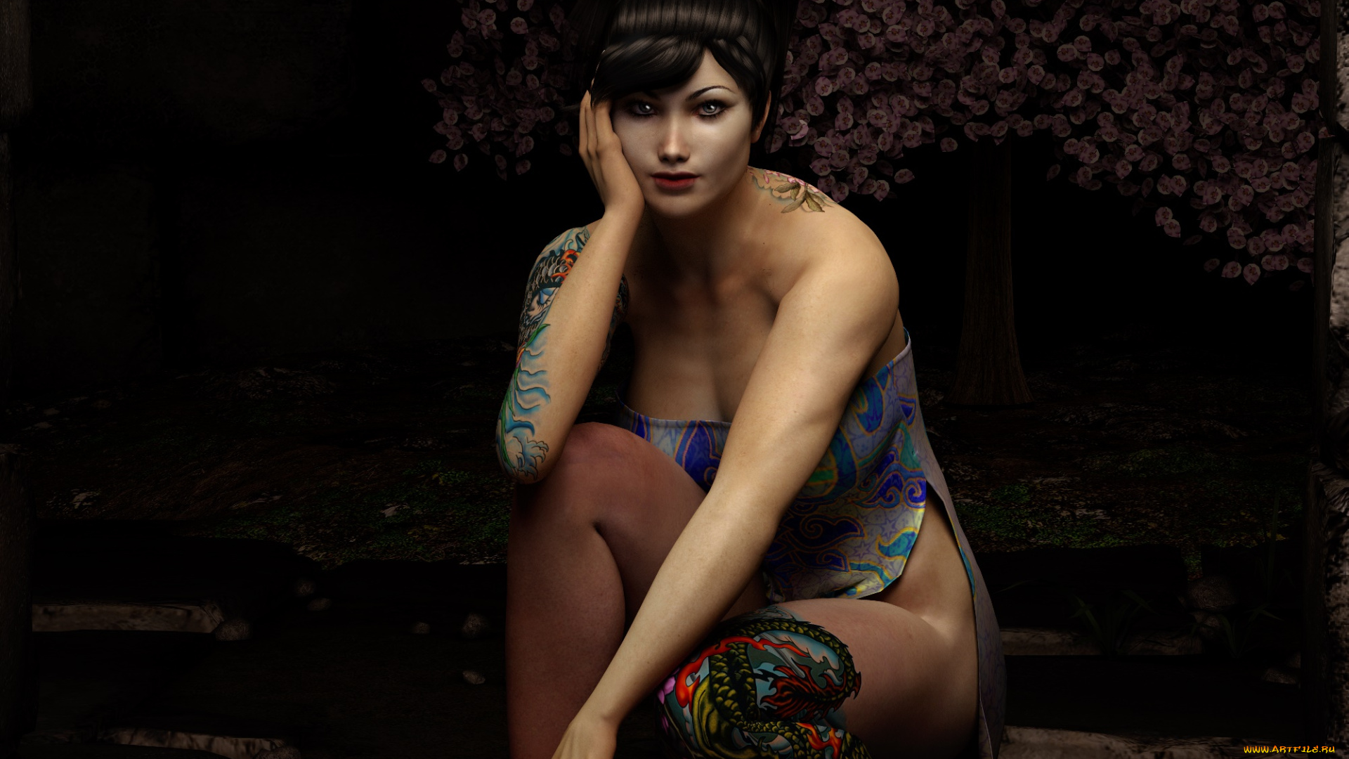 3д, графика, люди, , people, девушка, взгляд, фон