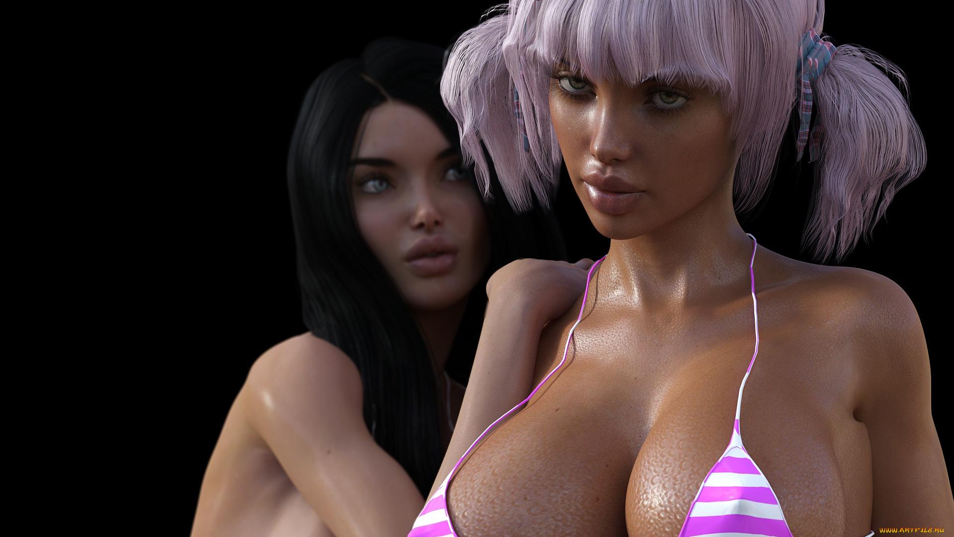3д, графика, люди, , people, фон, взгляд, девушки