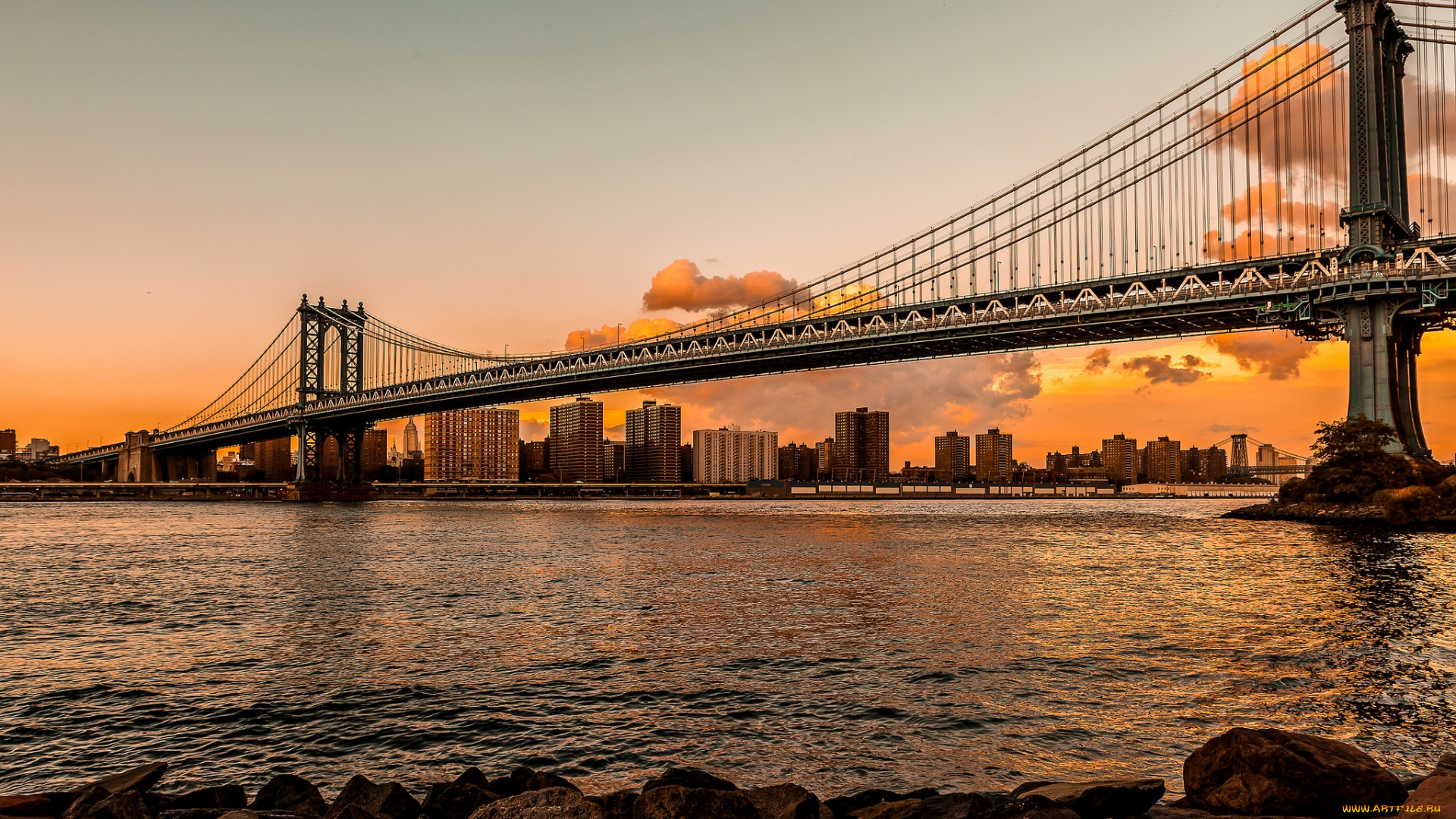 города, -, мосты, река, мост