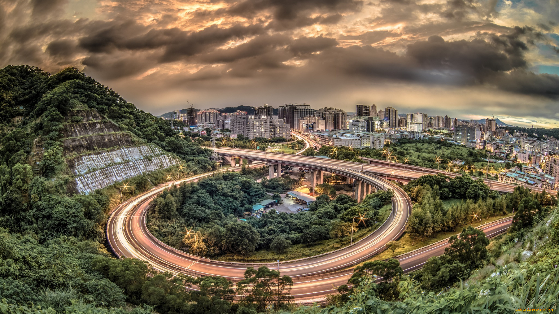 города, -, панорамы, хайвей