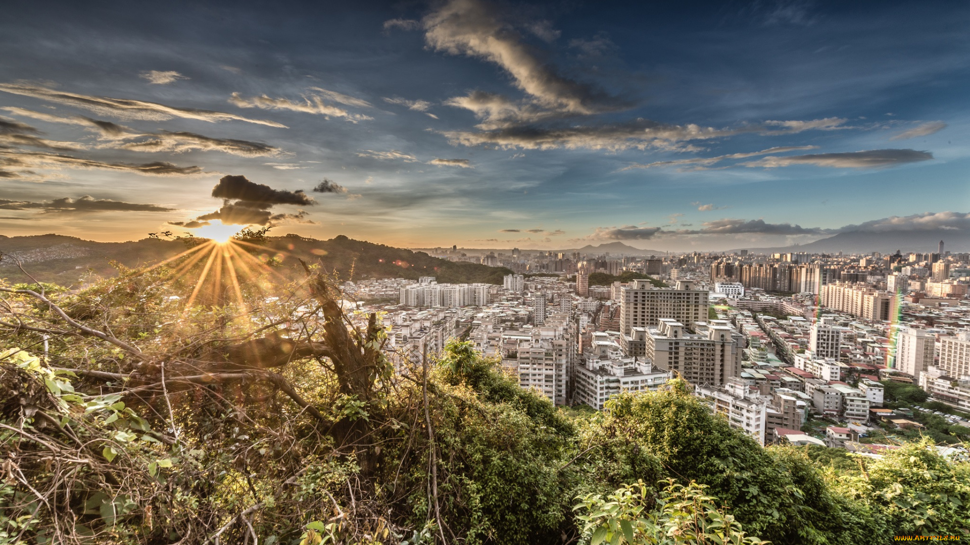 города, -, панорамы, рассвет