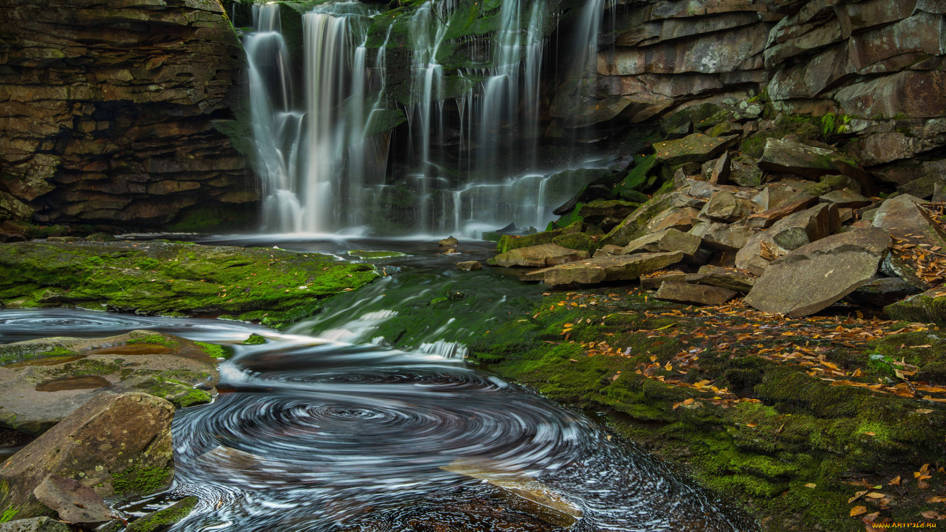 природа, водопады, лес, река, водопад