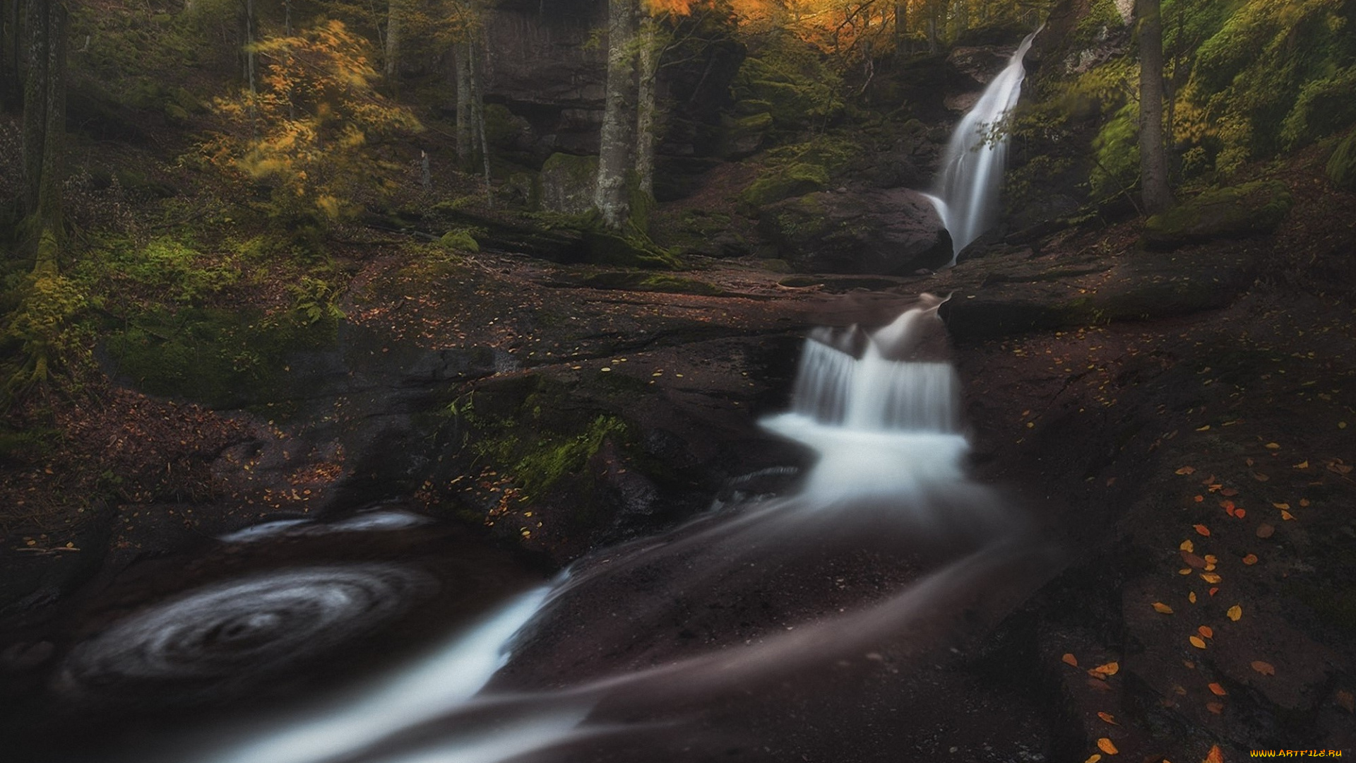 природа, водопады, река, лес