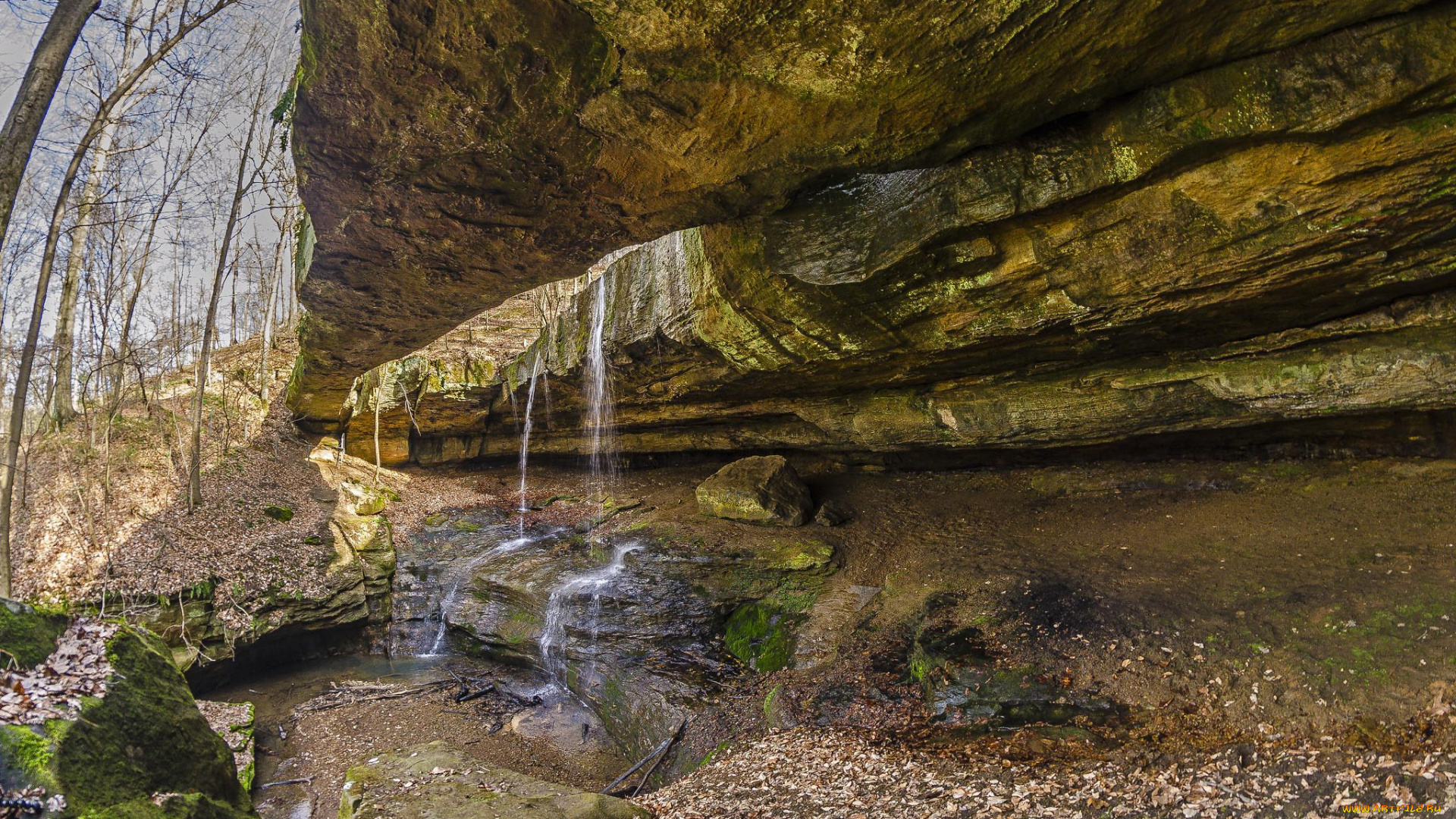 природа, водопады, водопад, скала