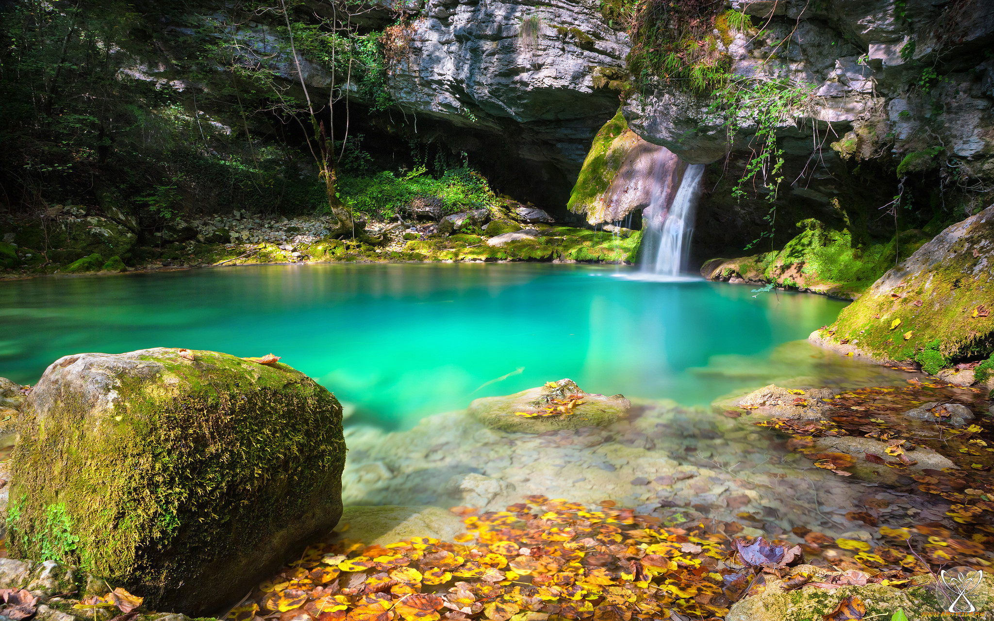 природа, водопады, лес, река, водопад