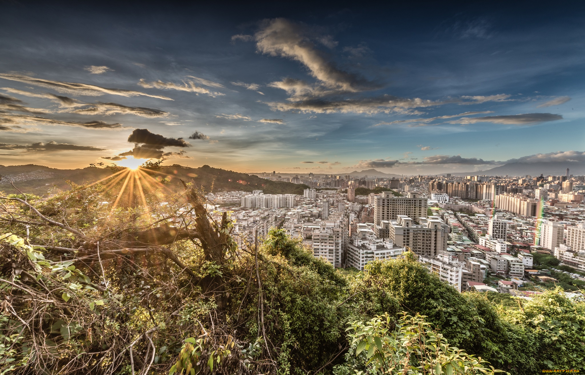 города, -, панорамы, рассвет