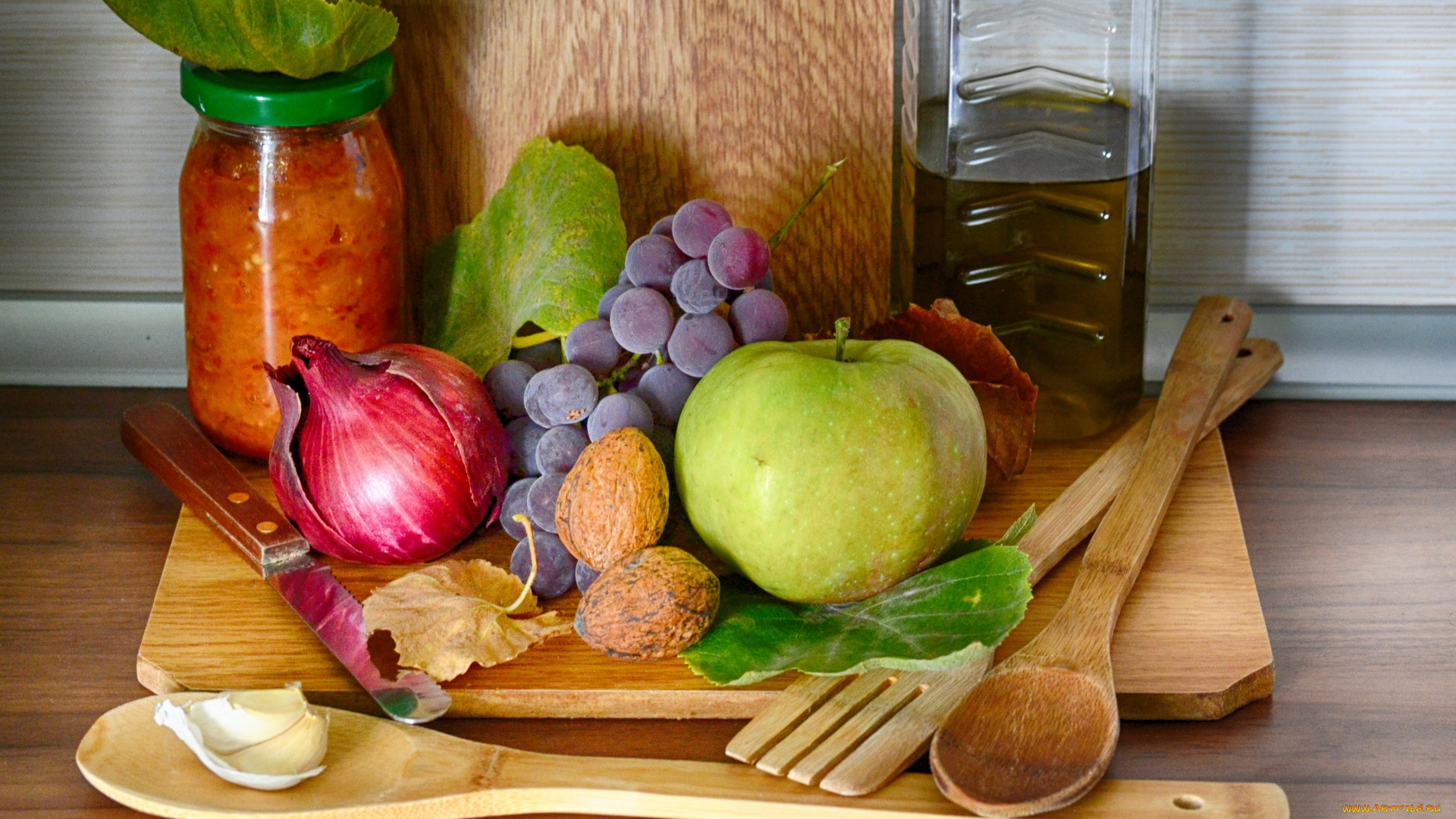 еда, разное, раку, чеснок, виноград, масло, лук, яблоко