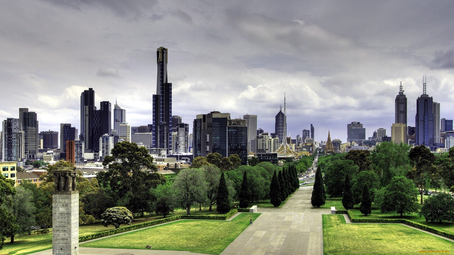 города, мельбурн, , австралия, небоскребы, сквер