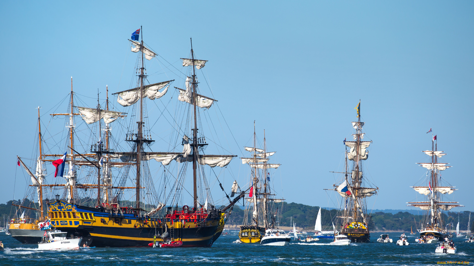 корабли, парусники, паруса, мачты