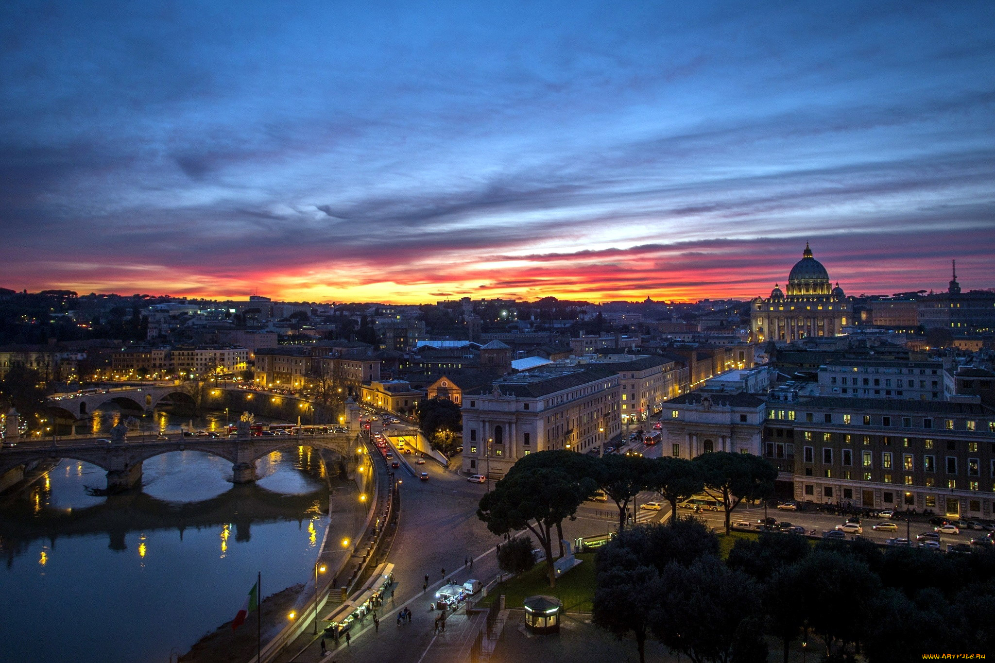 города, рим, , ватикан, , италия, панорама