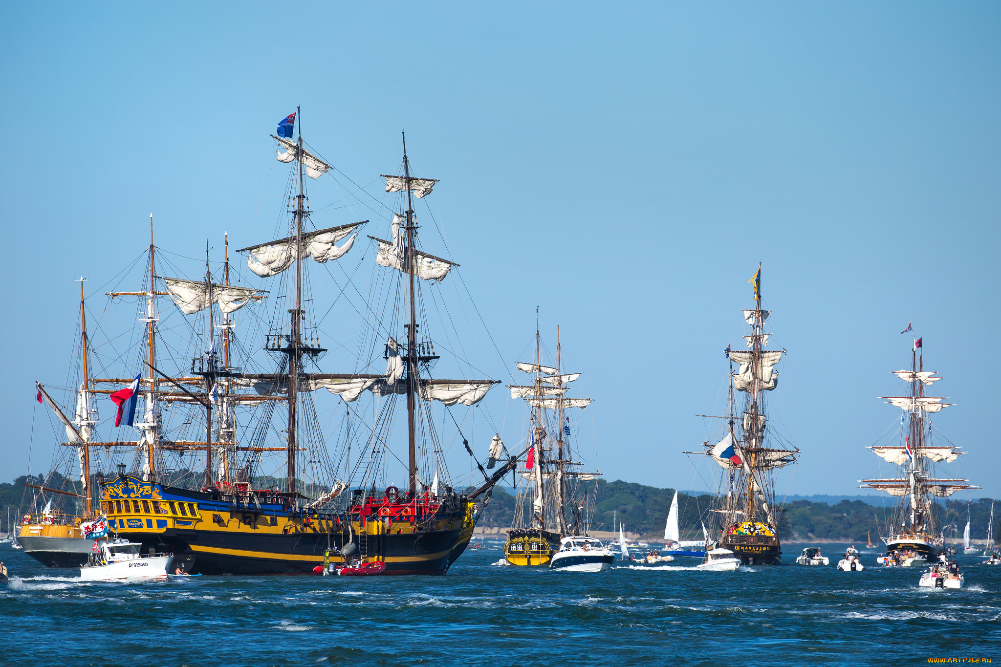 корабли, парусники, паруса, мачты